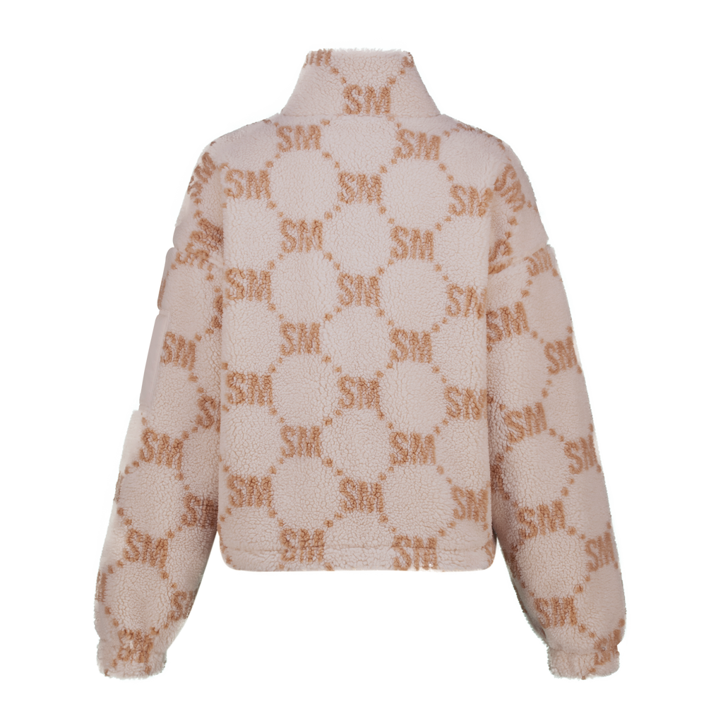 JOVIE NEUTRAL TEDDY FLEECE CROPPED BOMBER