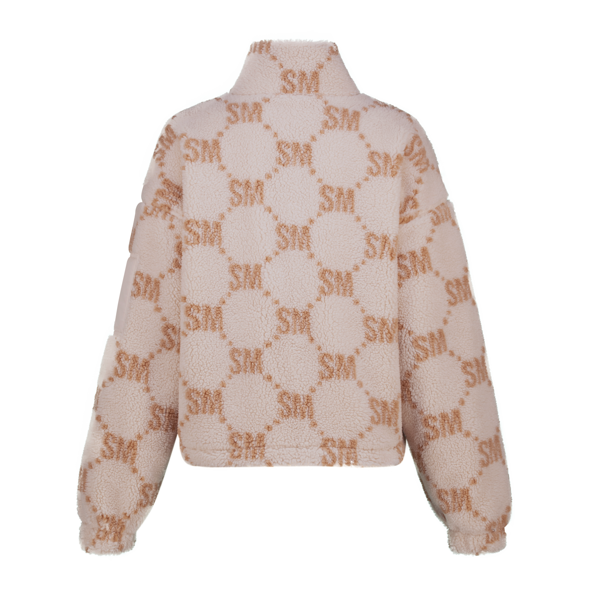 JOVIE NEUTRAL TEDDY FLEECE CROPPED BOMBER