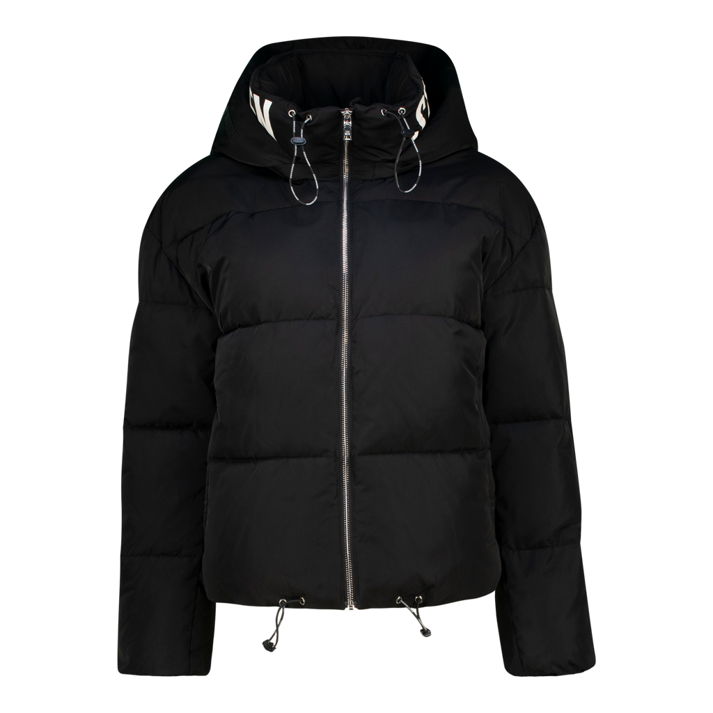NASH BLACK CROPPED PUFFER WITH DETACHABLE HOOD
