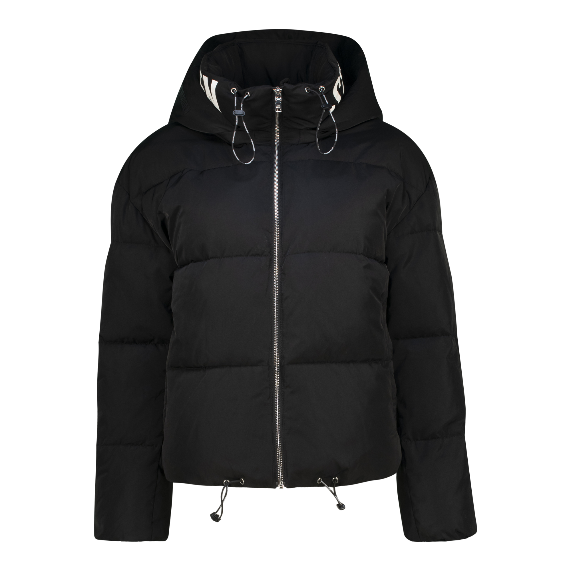 NASH BLACK CROPPED PUFFER WITH DETACHABLE HOOD