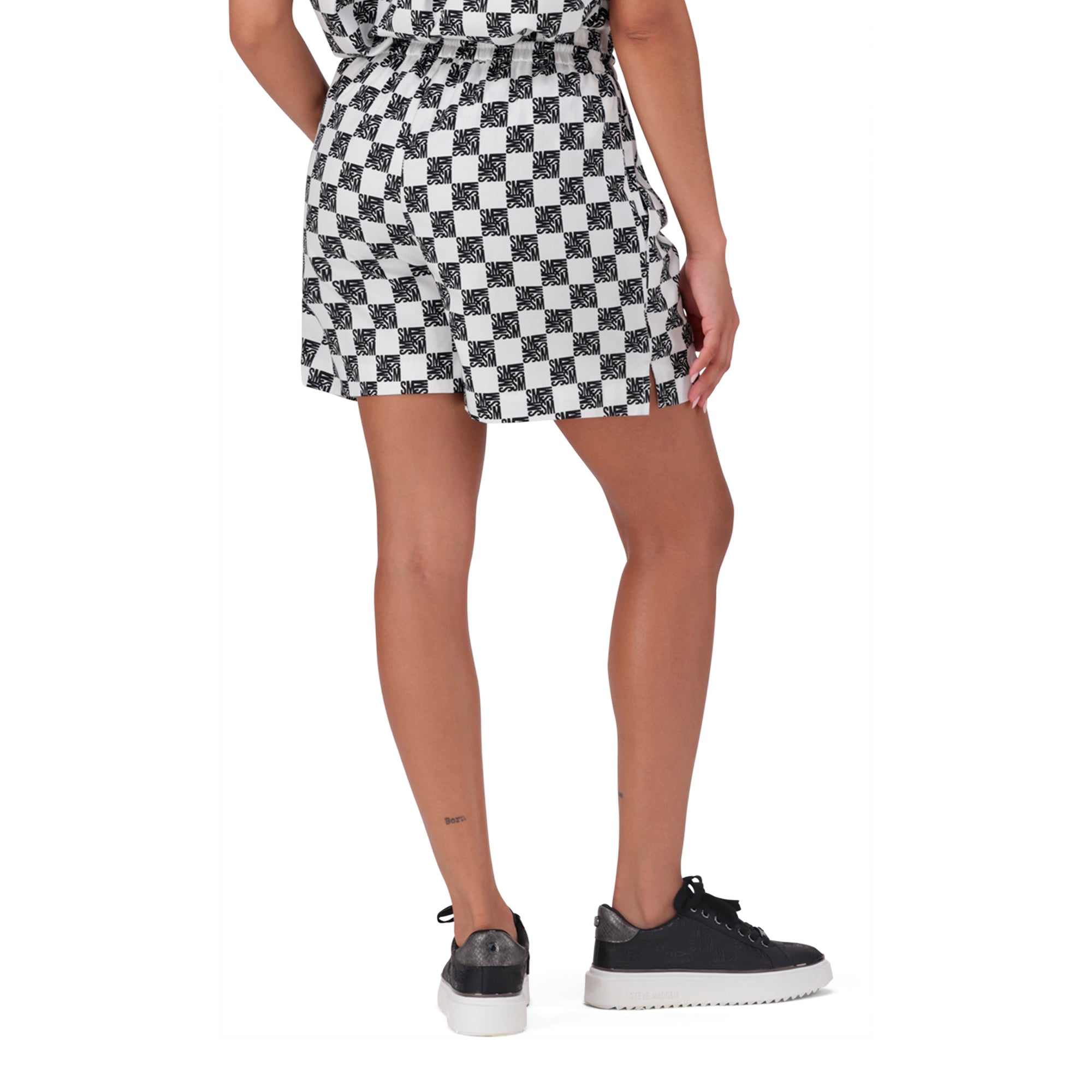 NOVA BLACK WHITE ALLOVER PRINTED SHORTS