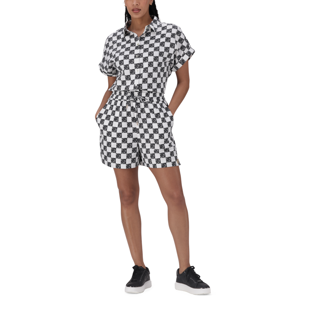 NOVA BLACK WHITE ALLOVER PRINTED SHORTS