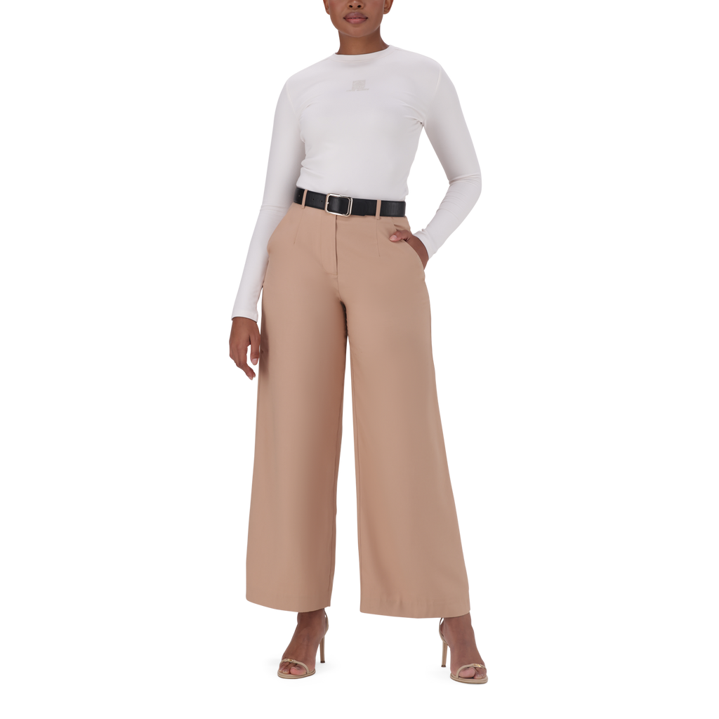 KENNEDY BISCUIT BELTED WIDE LEG TROUSER
