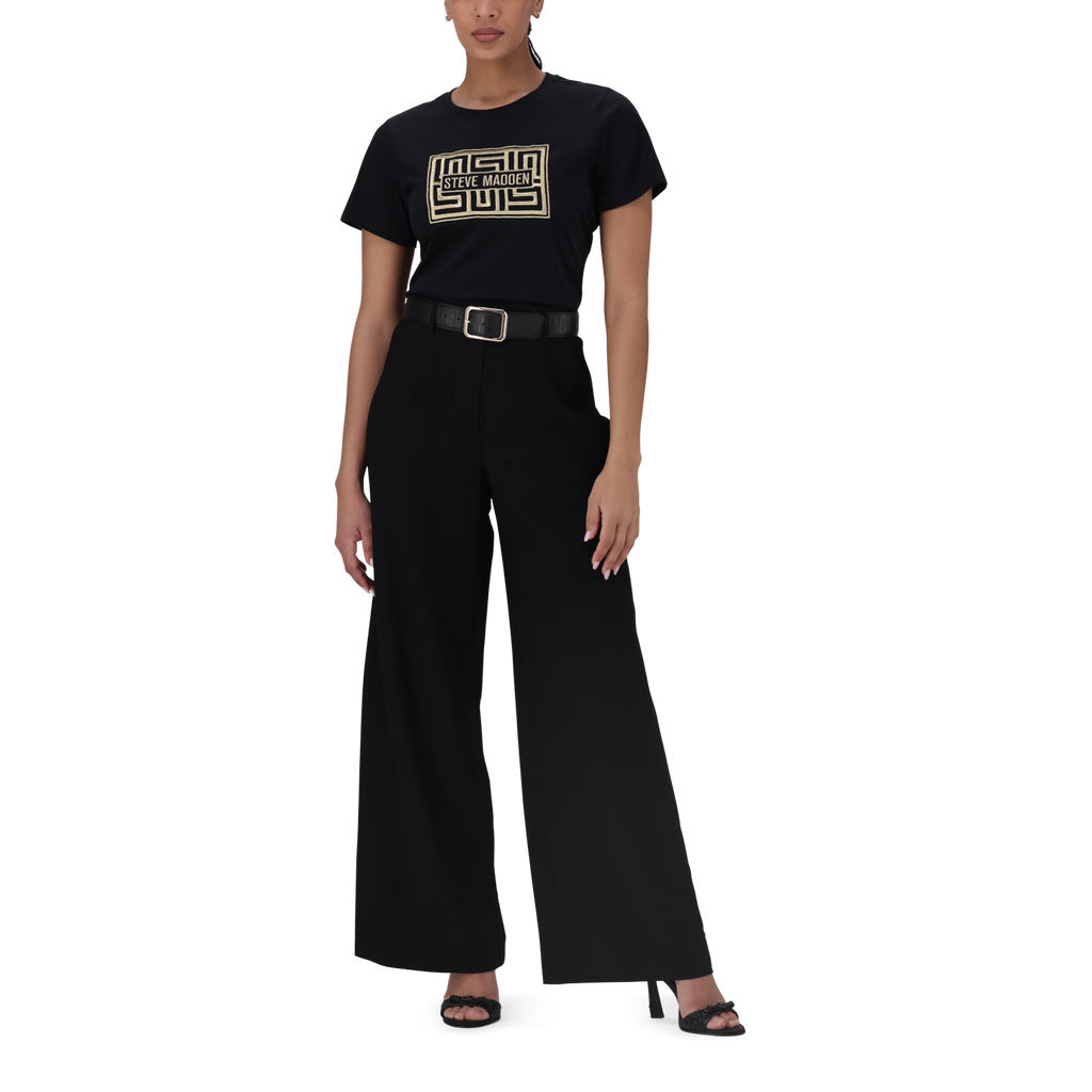 KENNEDY BLACK BELTED WIDE LEG TROUSER