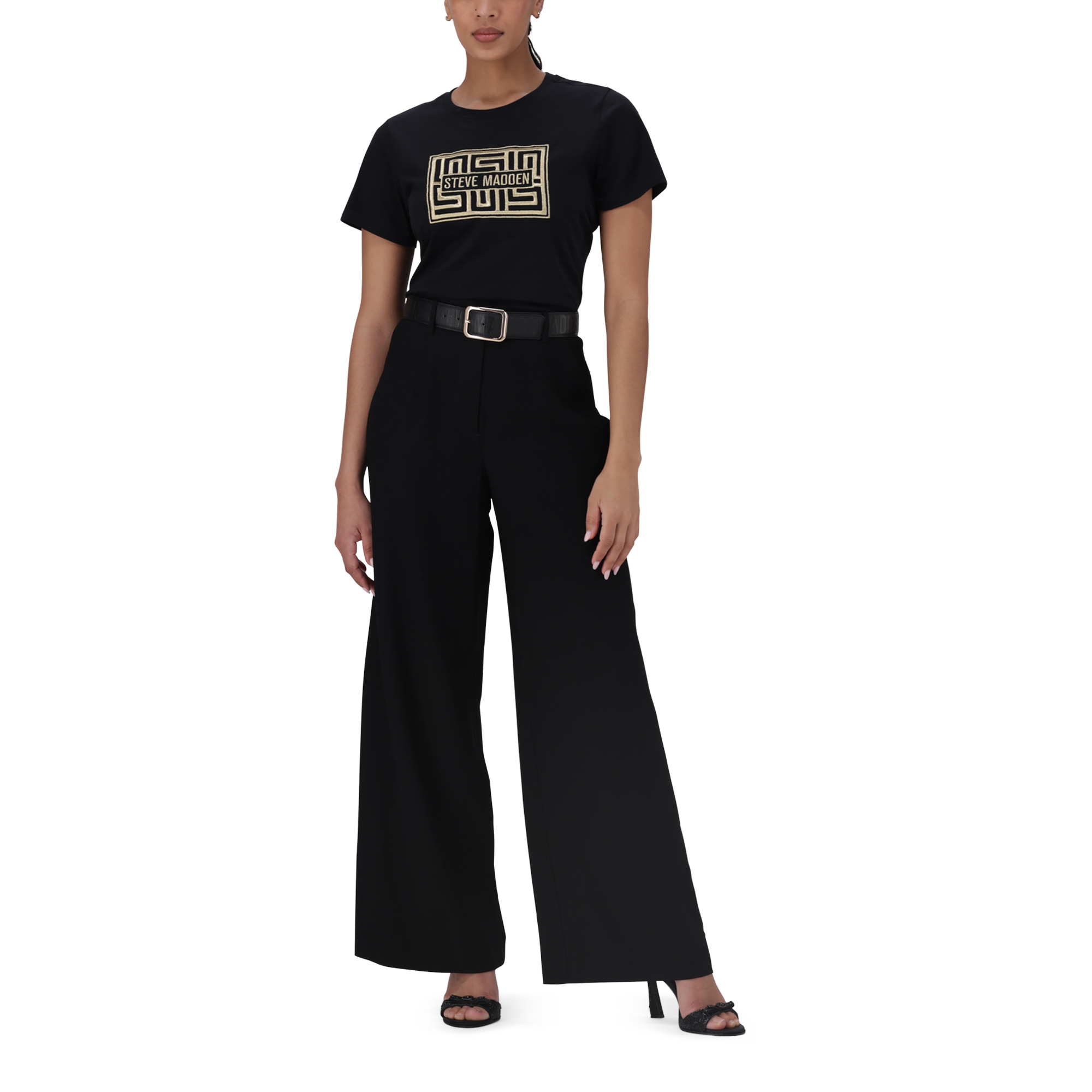 KENNEDY BLACK BELTED WIDE LEG TROUSER