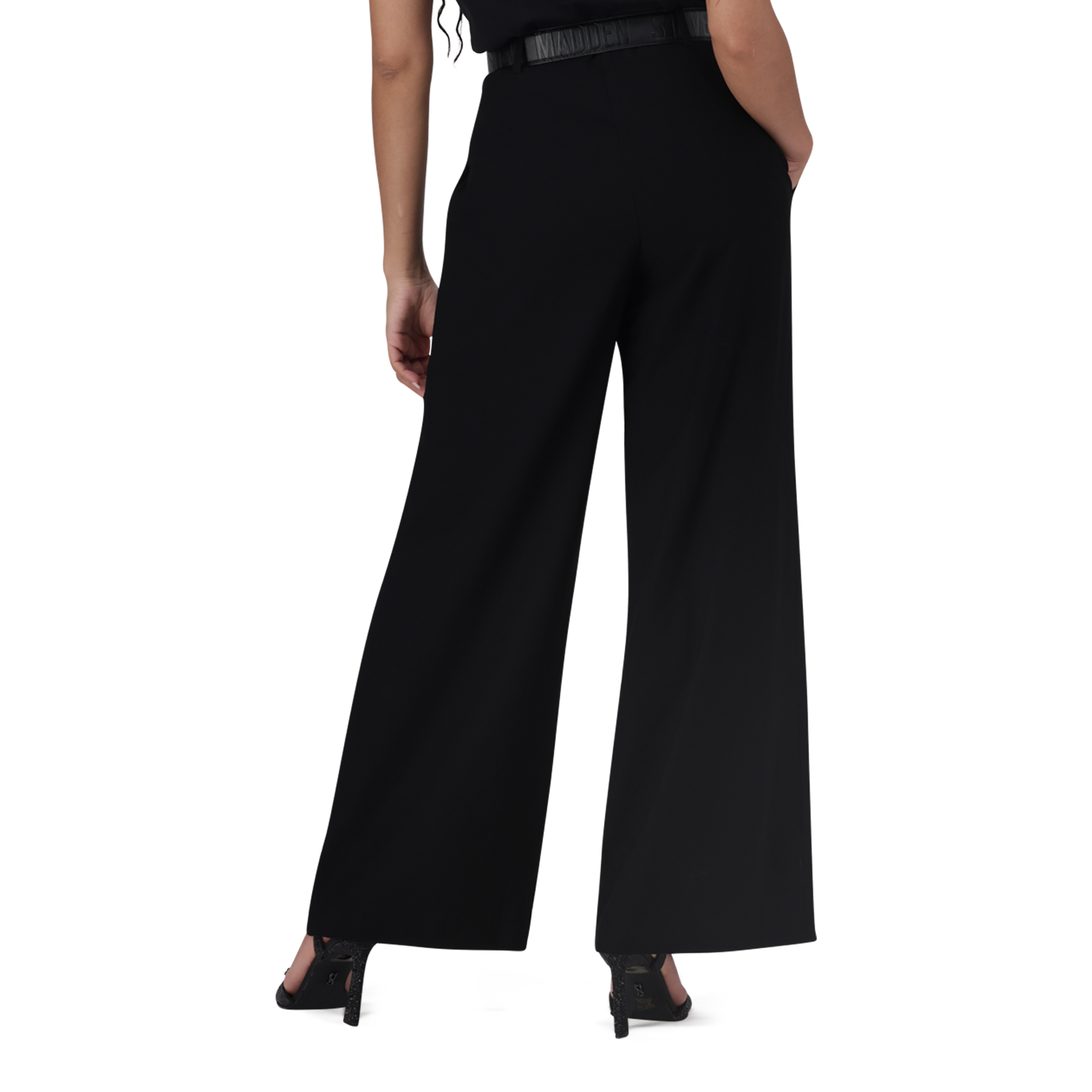 KENNEDY BLACK BELTED WIDE LEG TROUSER