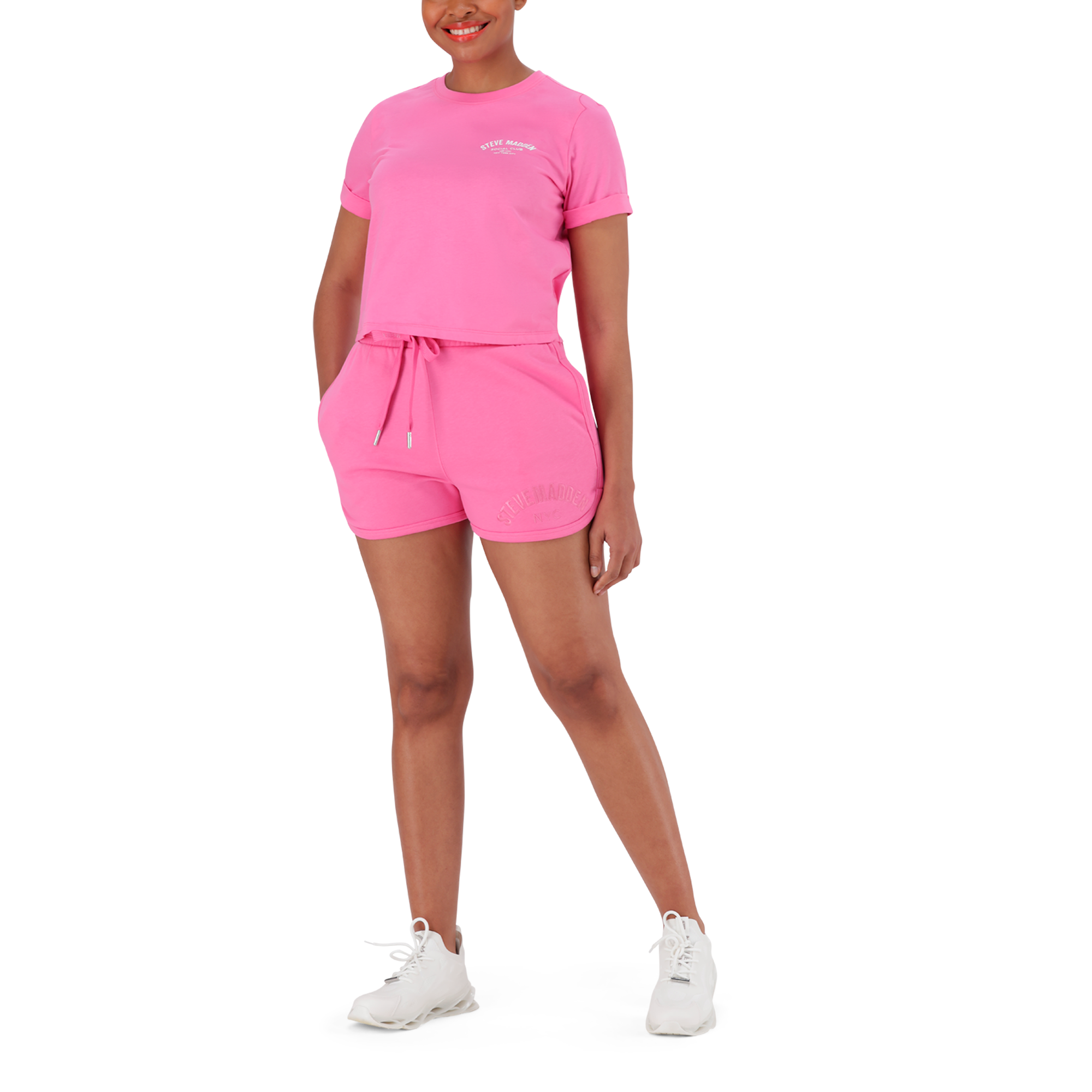 TAMSYN BRIGHT PINK JOGGER SHORTS