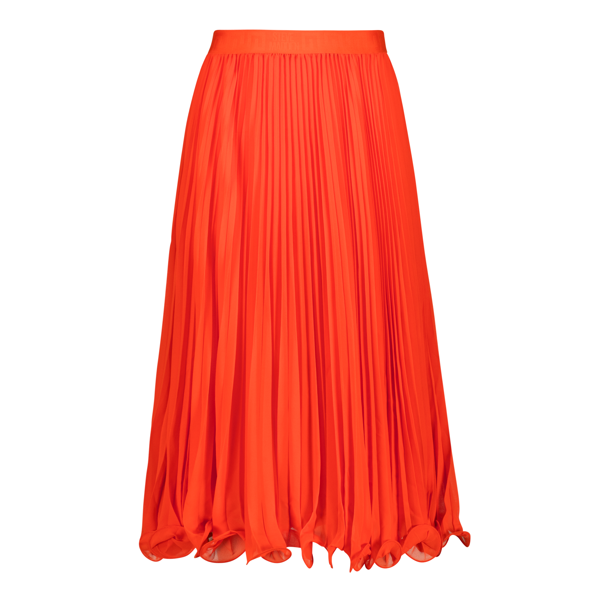 SIERRA TANGERINE PLEATED MIDI SKIRT