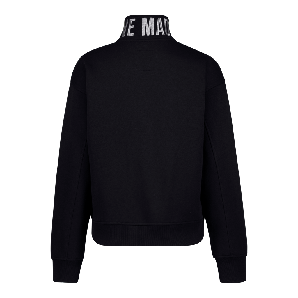 MAXINE BLACK COLLARED FLEECE SWEAT 1/4 ZIP