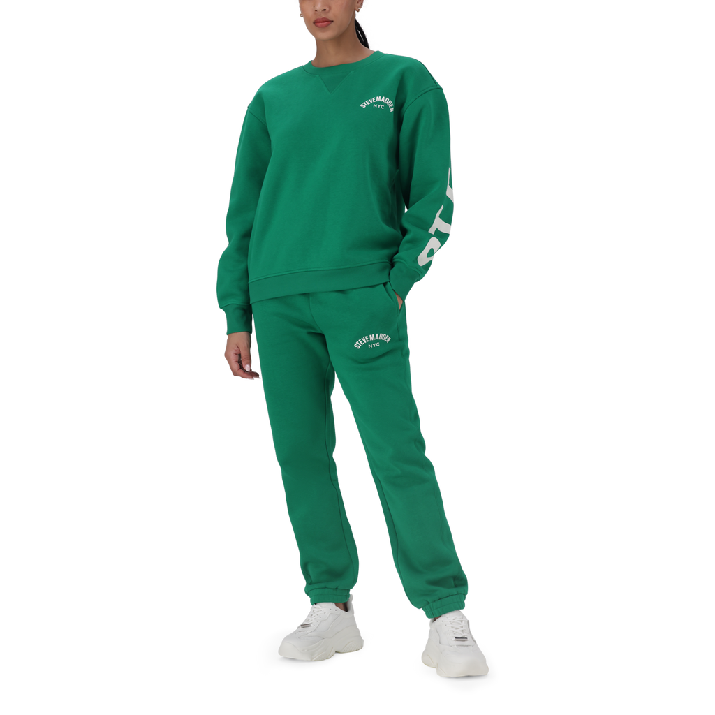 AMELIA EMERALD OVERSIZED CREW NECK FLEECE SWEAT