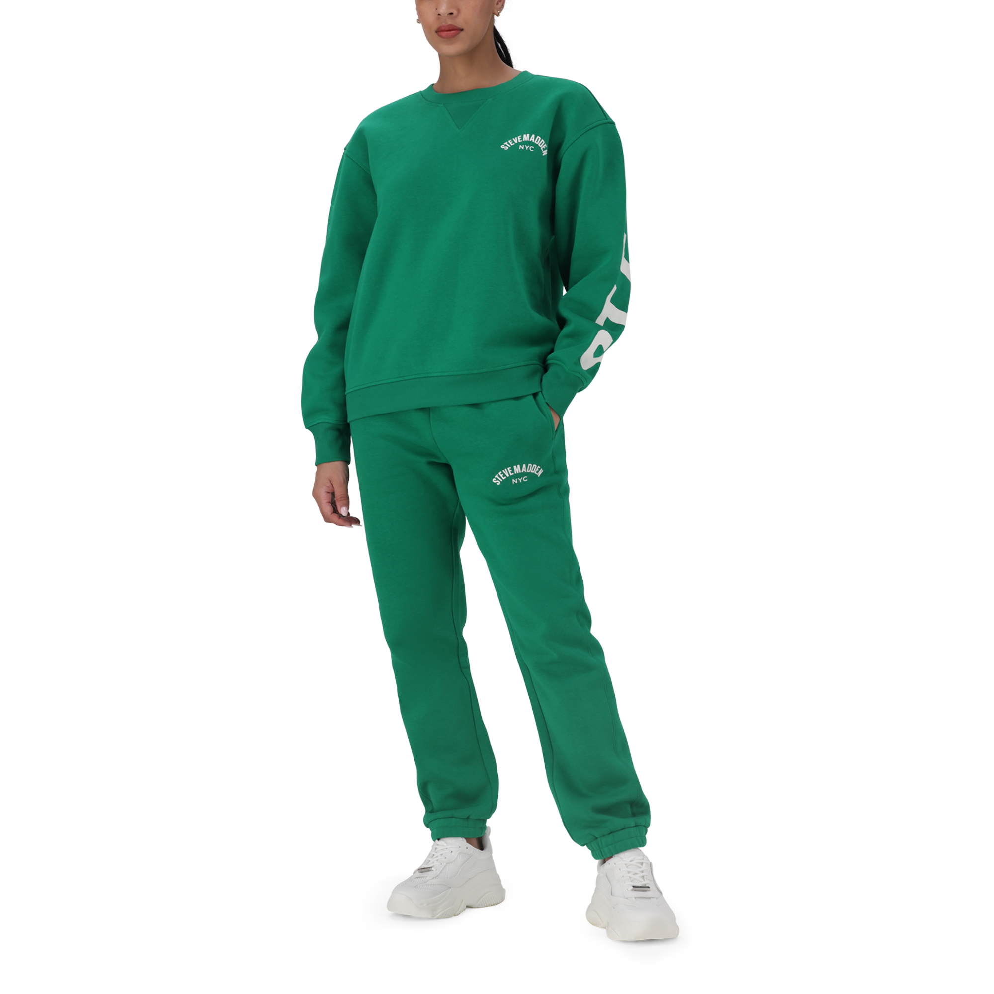 AMELIA EMERALD OVERSIZED CREW NECK FLEECE SWEAT