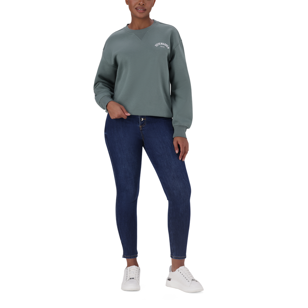 AMELIA SAGE OVERSIZED CREW NECK FLEECE SWEAT