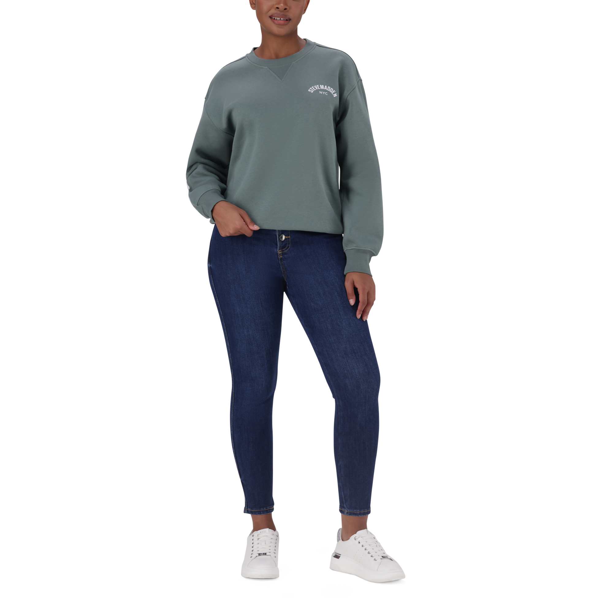 AMELIA SAGE OVERSIZED CREW NECK FLEECE SWEAT