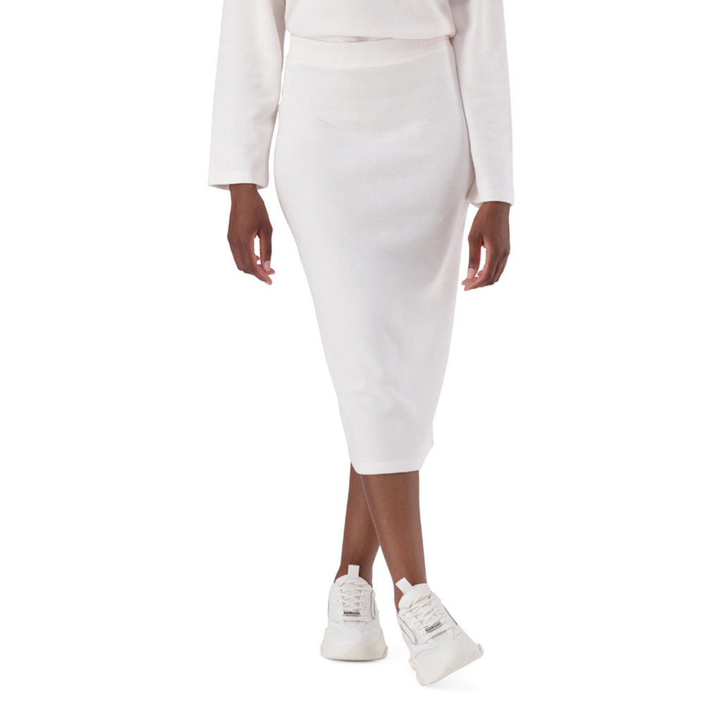 YAEL BONE HIGH WAISTED RIBKNIT MIDI SKIRT