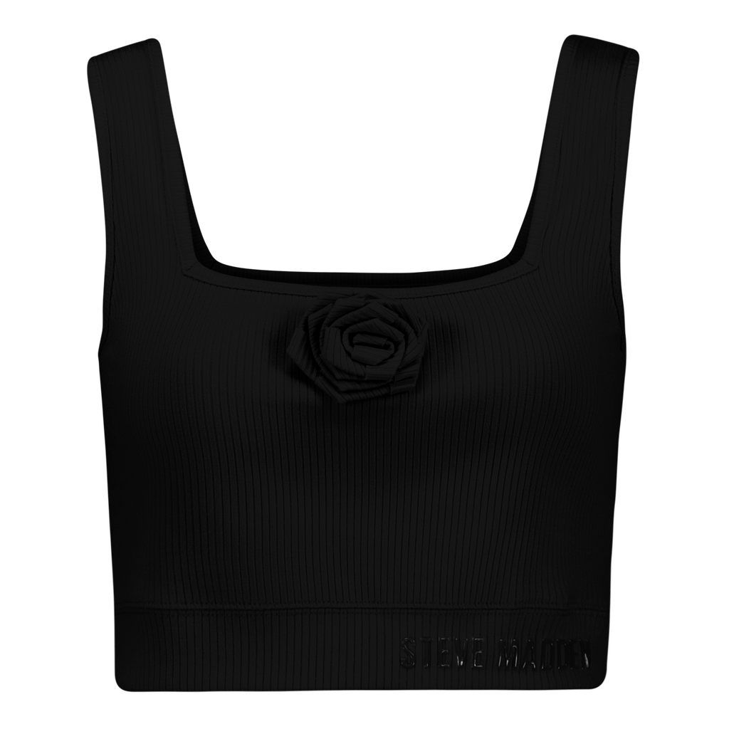 ARIANNA BLACK CROPPED TOP WITH ROSE