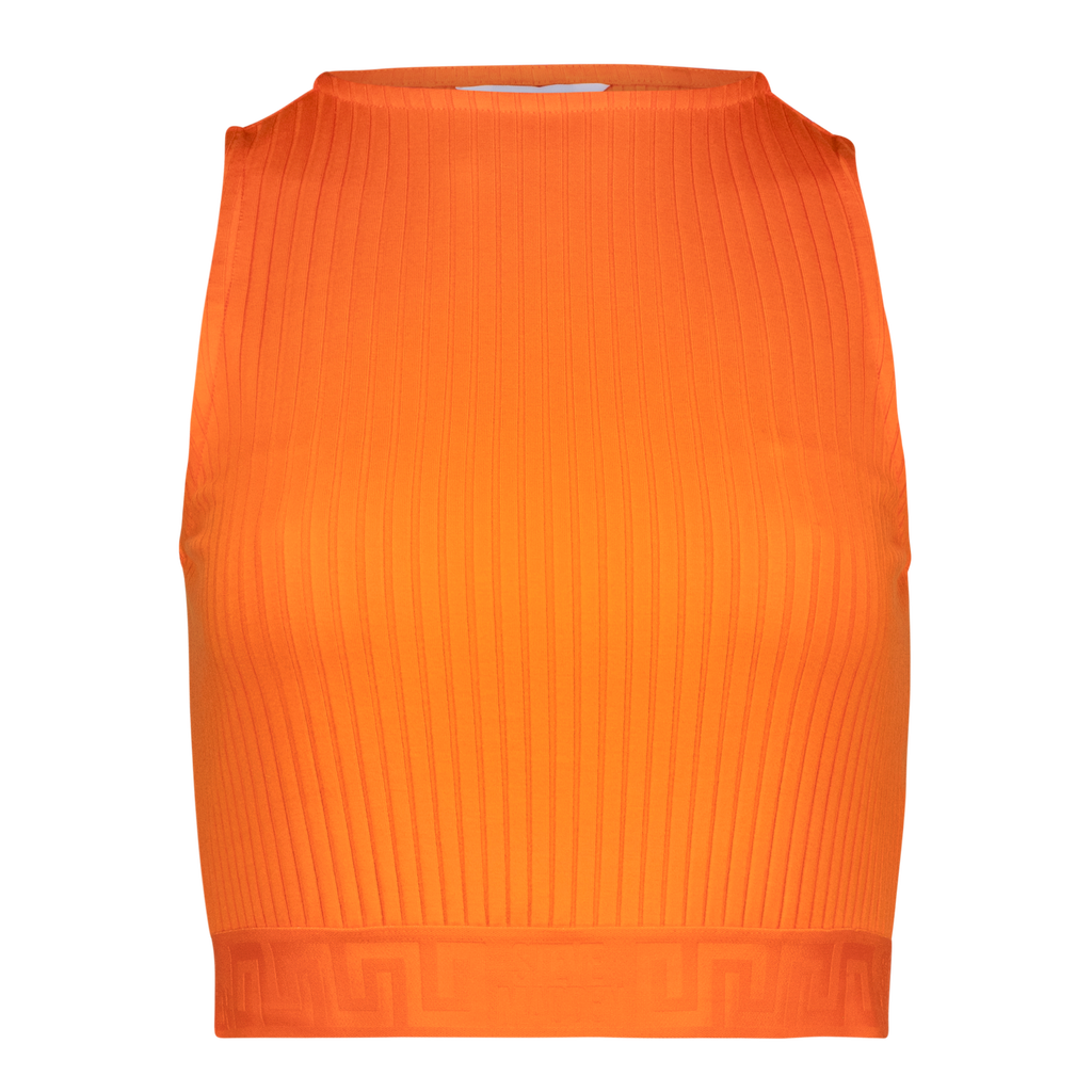 ALEXA ORANGE HIGH NECK CROPPED TOP