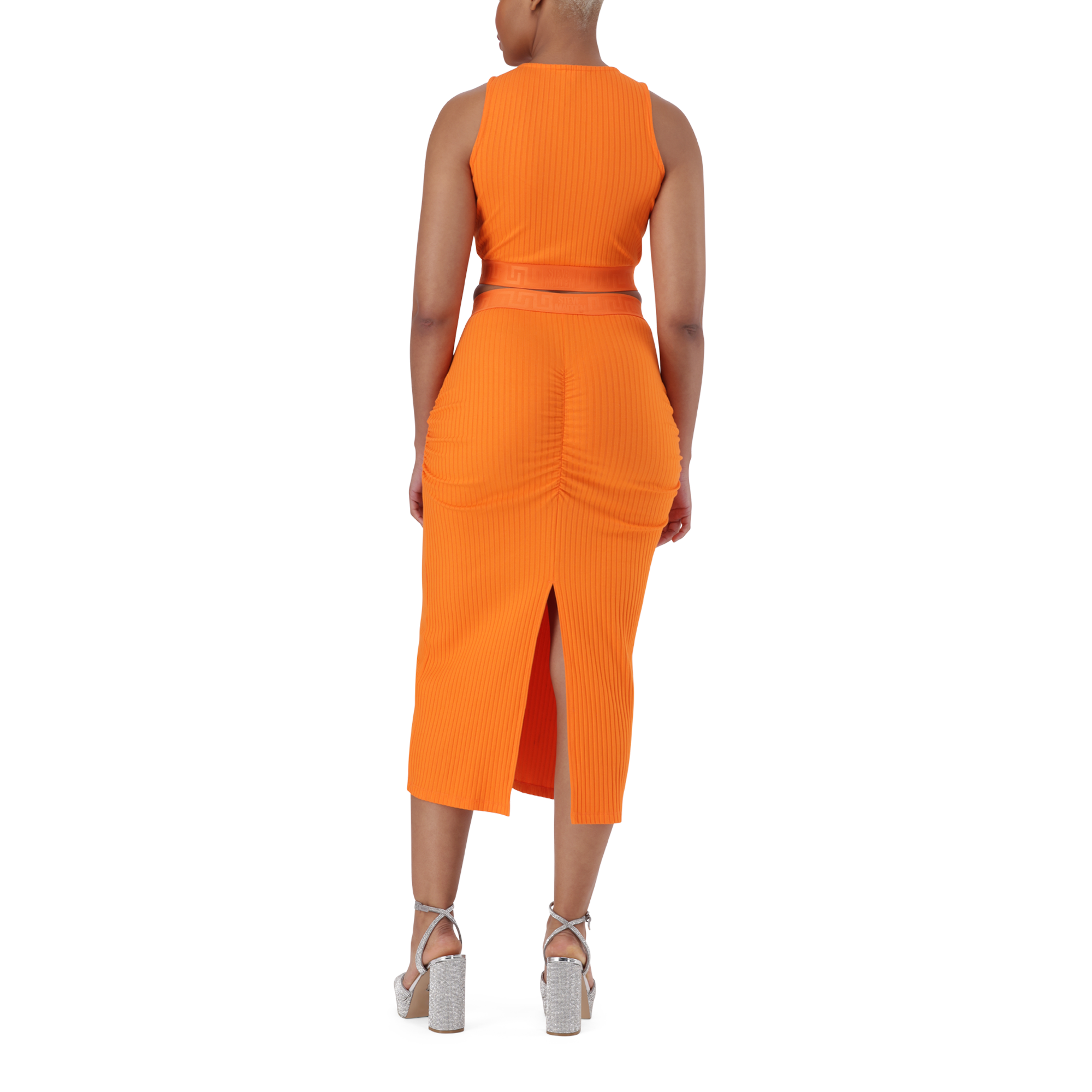 ALEXA ORANGE HIGH NECK CROPPED TOP