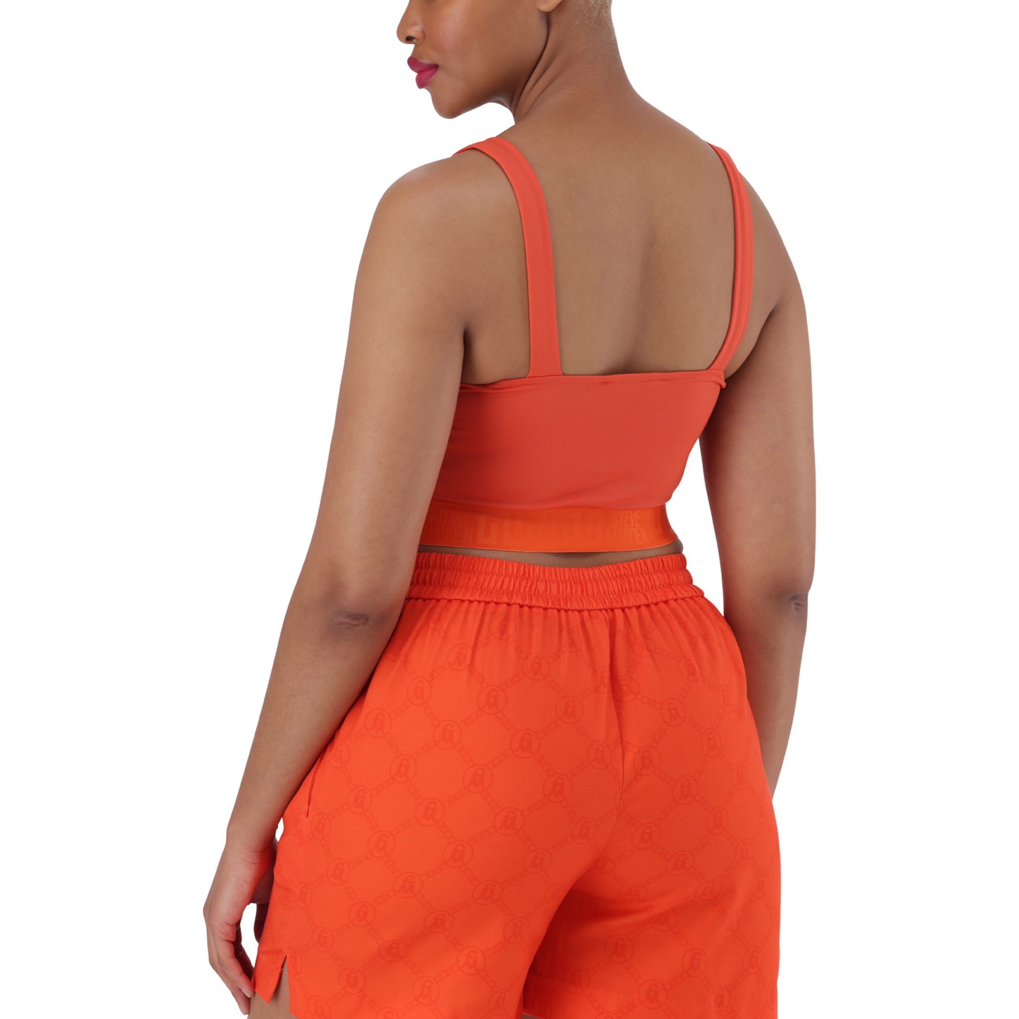 NADIA TANGERINE SQUARE NECK CROPPED TOP