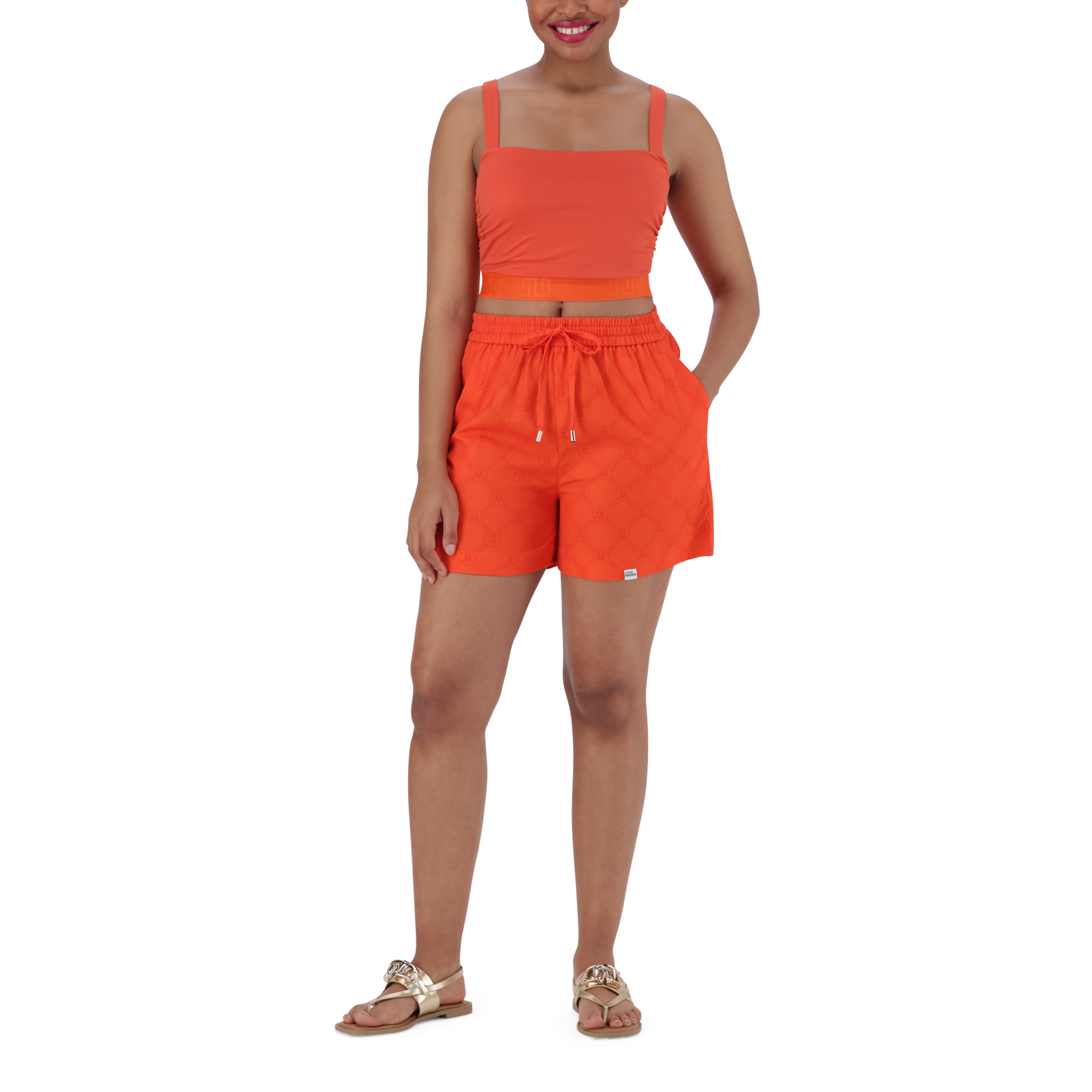 NADIA TANGERINE SQUARE NECK CROPPED TOP