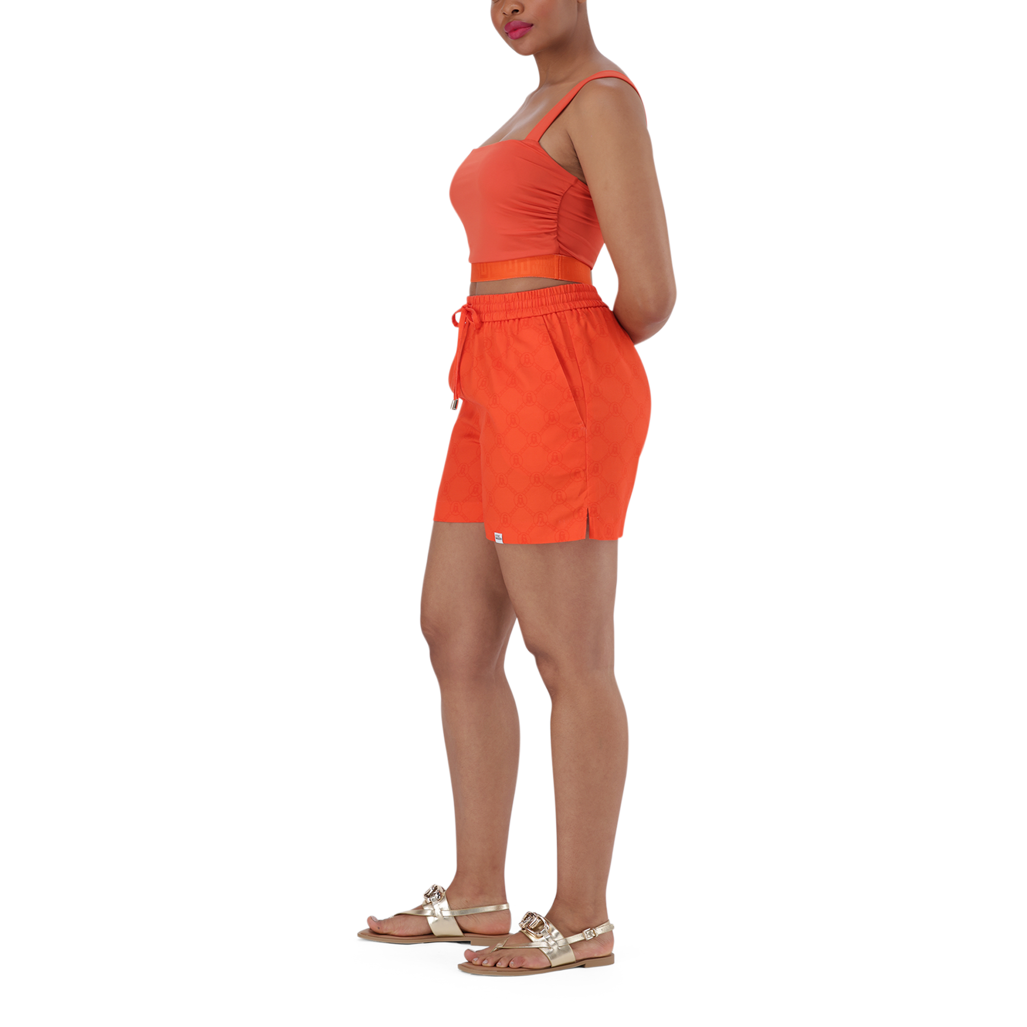 NADIA TANGERINE SQUARE NECK CROPPED TOP