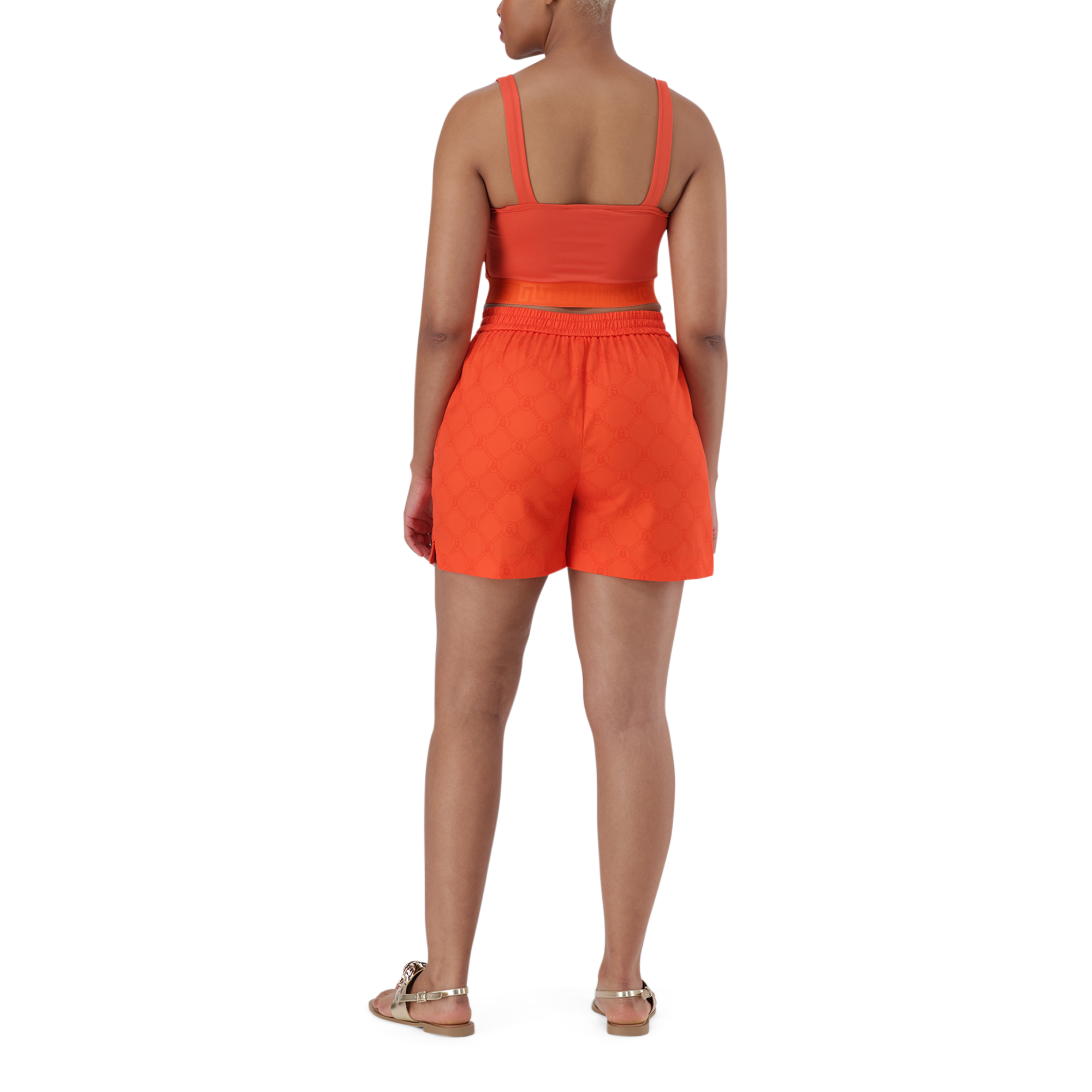 NADIA TANGERINE SQUARE NECK CROPPED TOP