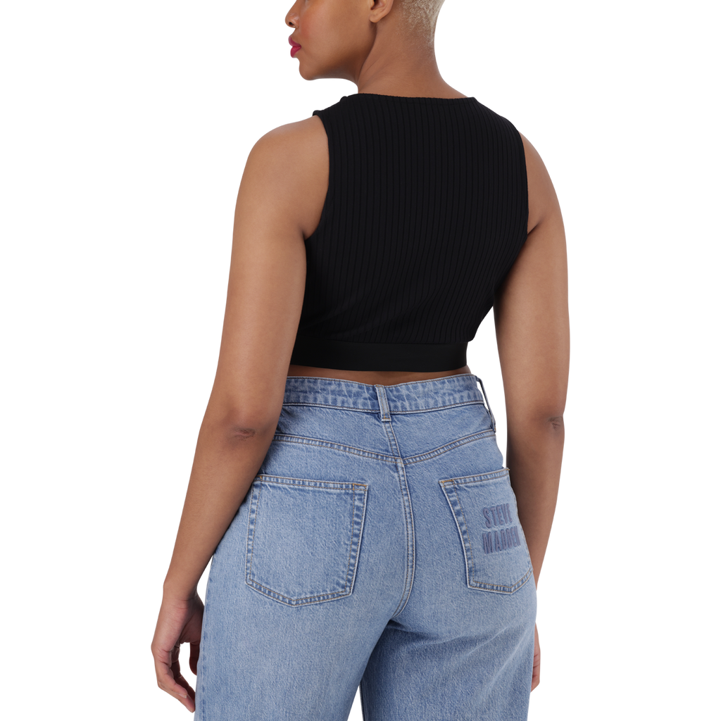 BRIA BLACK HIGH NECK FITTED TOP