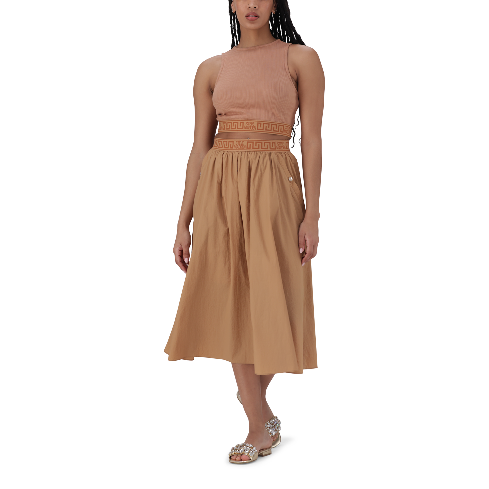 MABEL CINNAMON FITTED CROPPED TOP