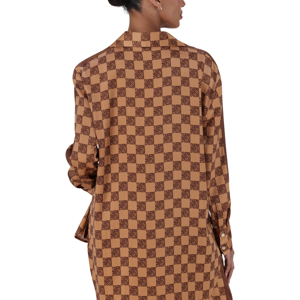 MALIYAH MOCHA MONOGRAM SHIRT