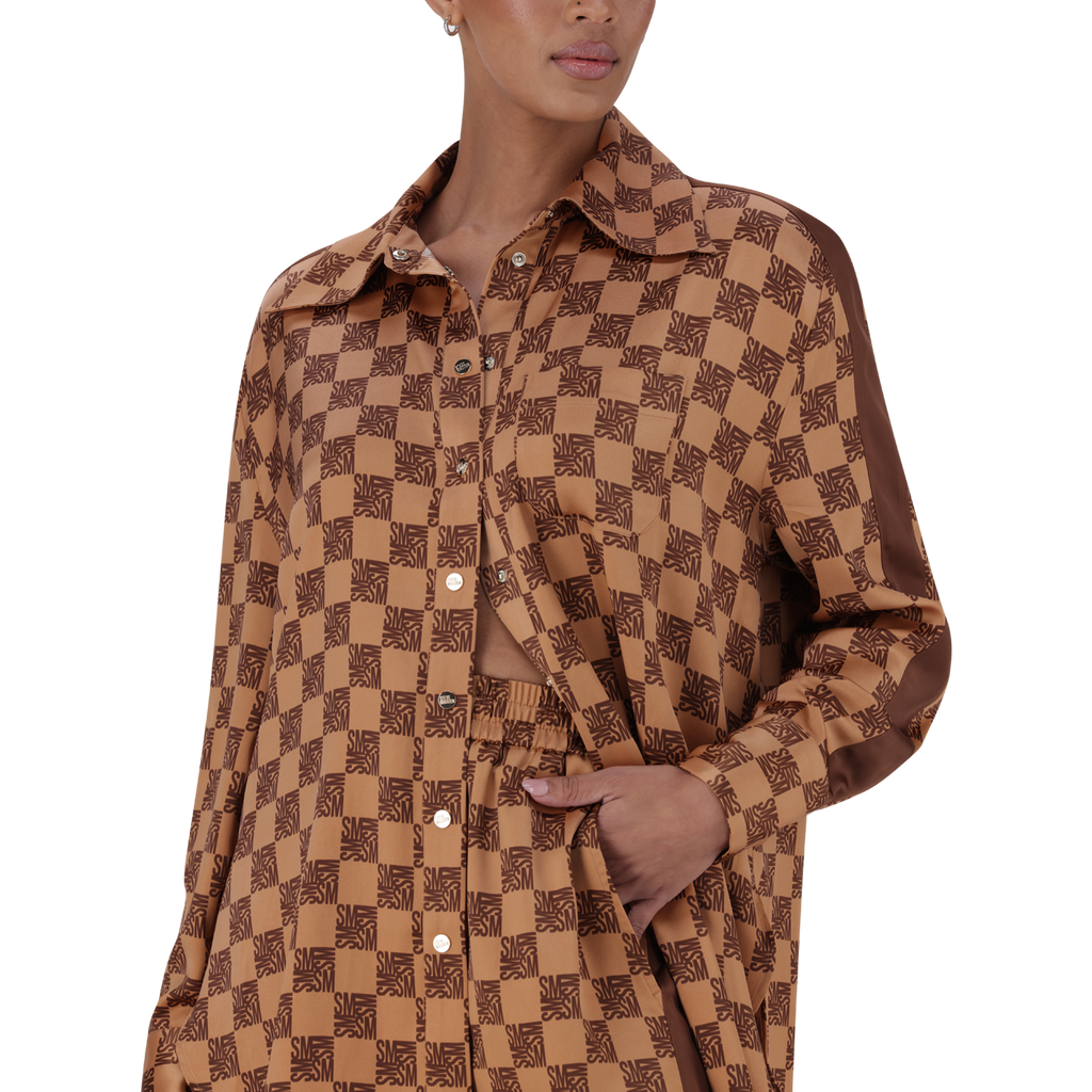 MALIYAH MOCHA MONOGRAM SHIRT
