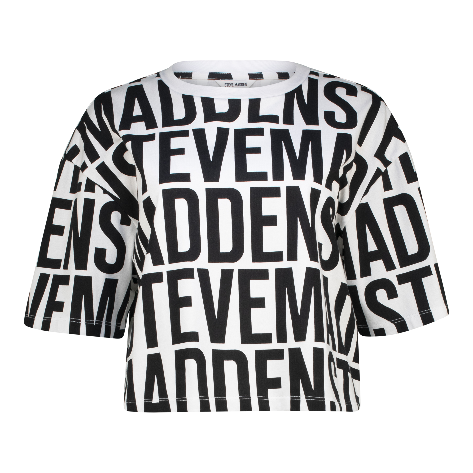 ABBY WHITE BLACK CROPPED BOXY T-SHIRT