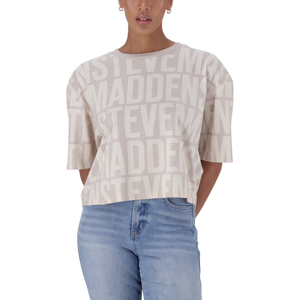 ABBY STONE/CAMEL CROPPED BOXY T-SHIRT