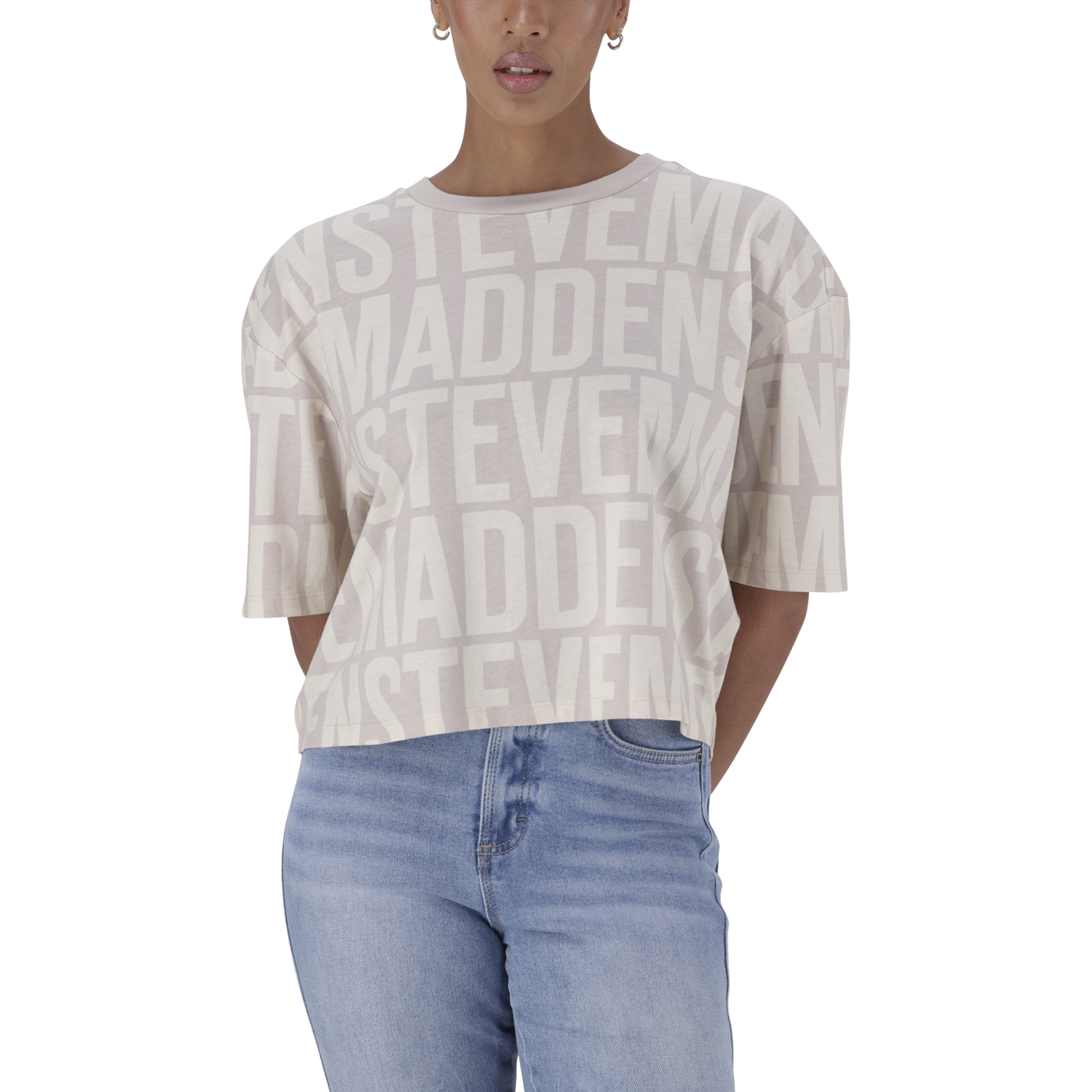 ABBY STONE/CAMEL CROPPED BOXY T-SHIRT