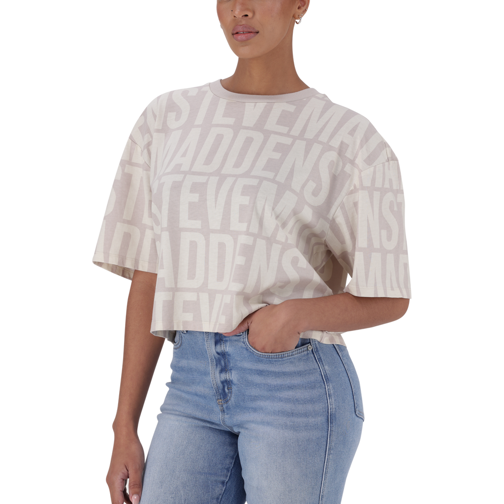 ABBY STONE/CAMEL CROPPED BOXY T-SHIRT