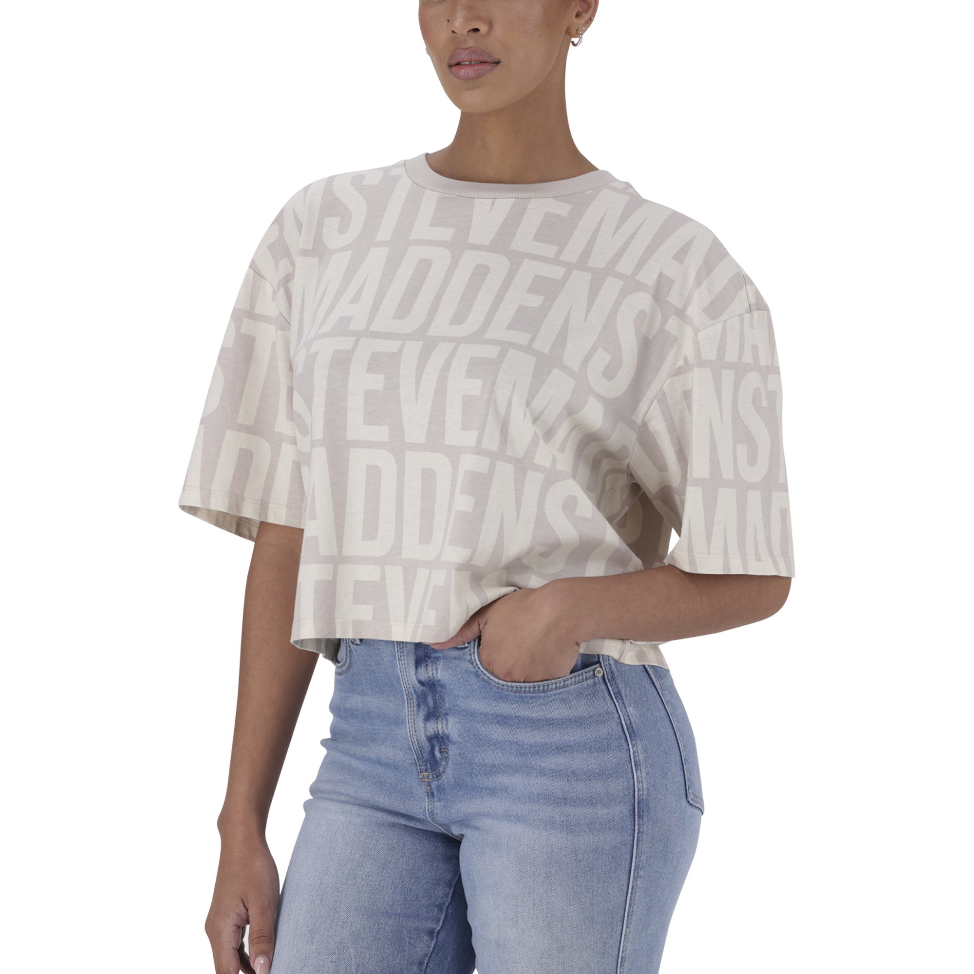ABBY STONE/CAMEL CROPPED BOXY T-SHIRT