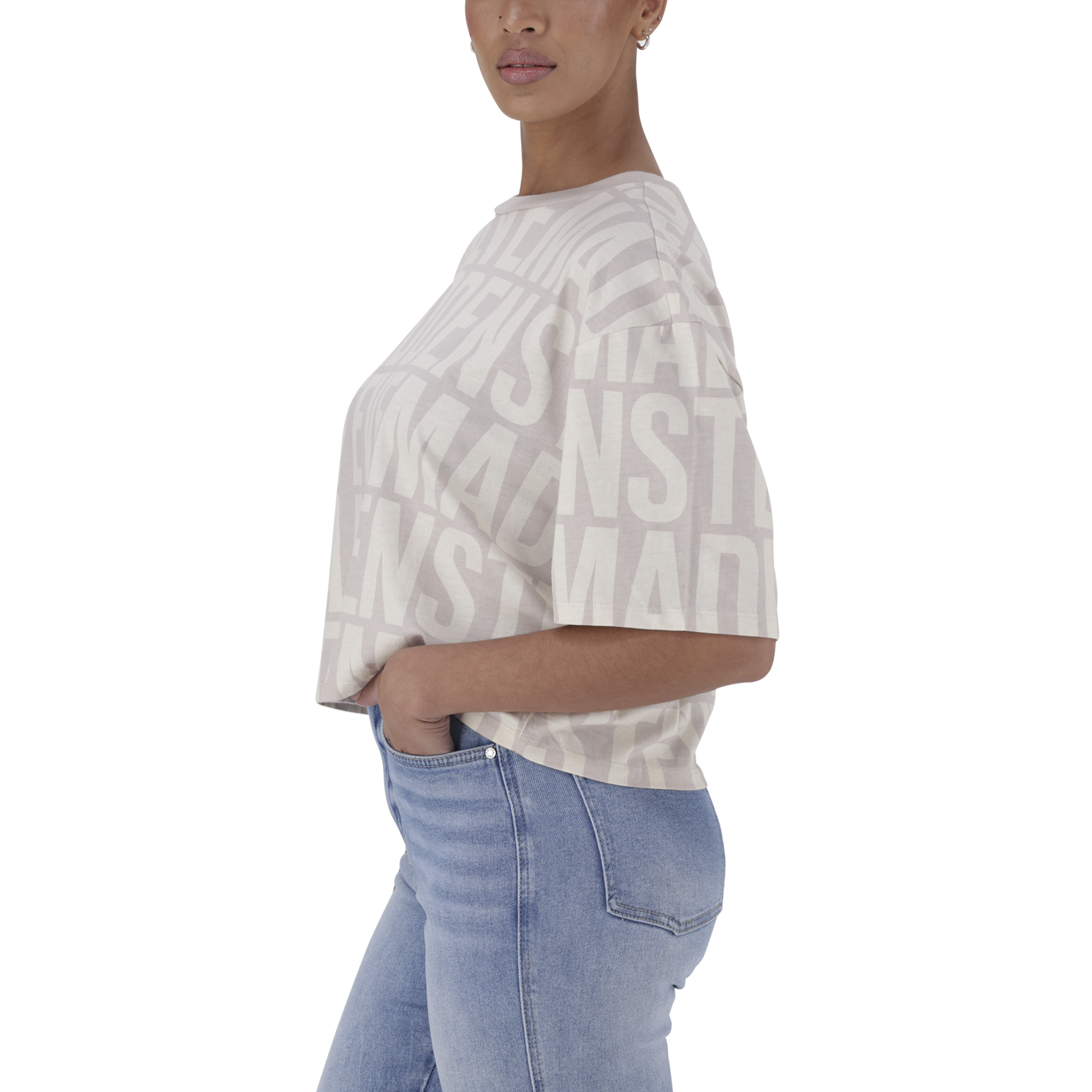 ABBY STONE/CAMEL CROPPED BOXY T-SHIRT