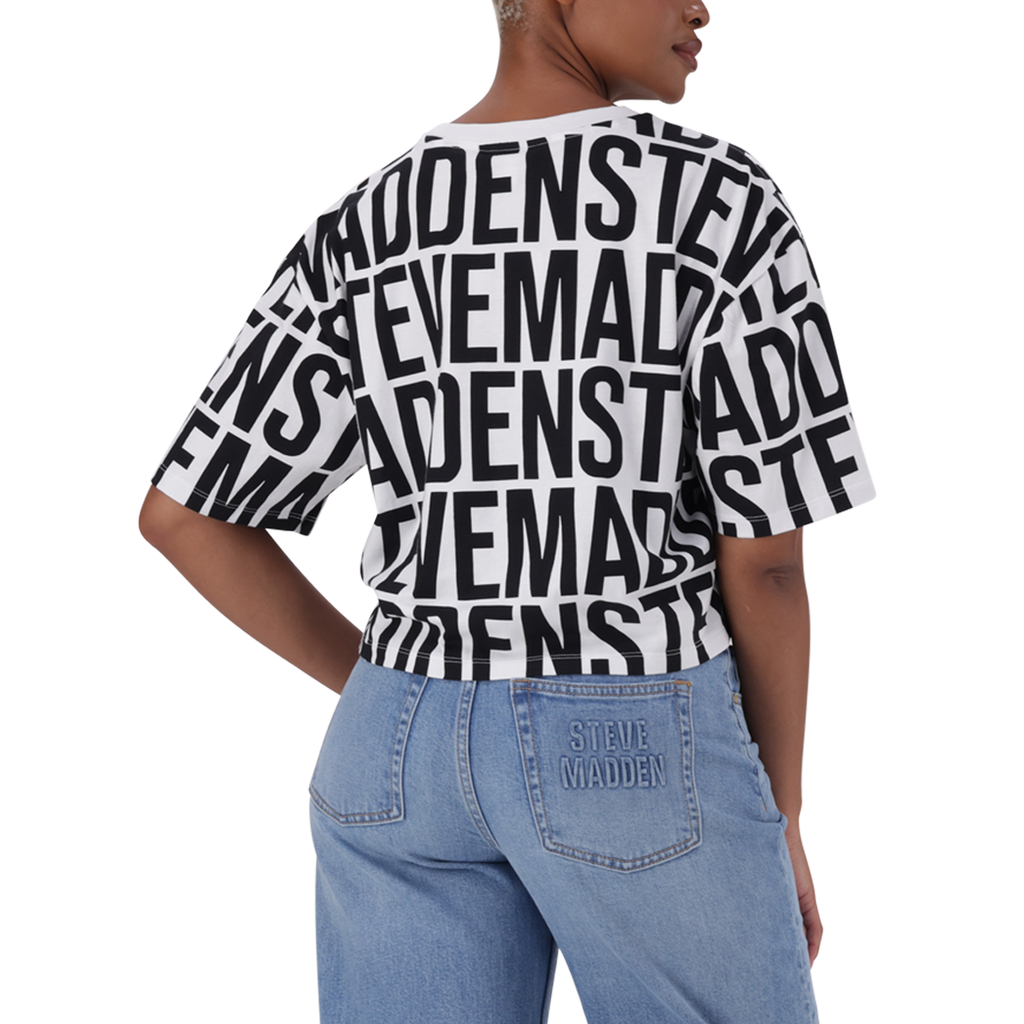 ABBY WHITE BLACK CROPPED BOXY T-SHIRT