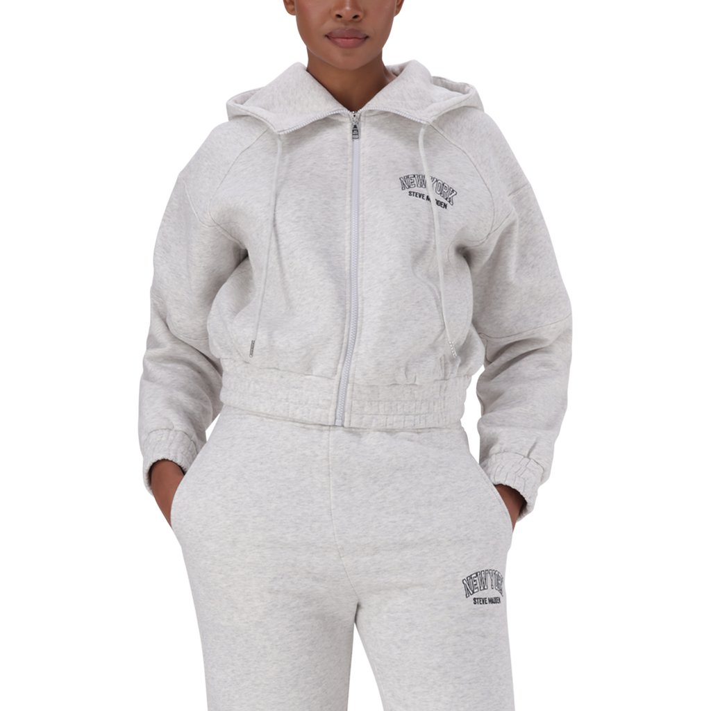 NOLA GREY MELANGE FLEECE HOODED SWEAT