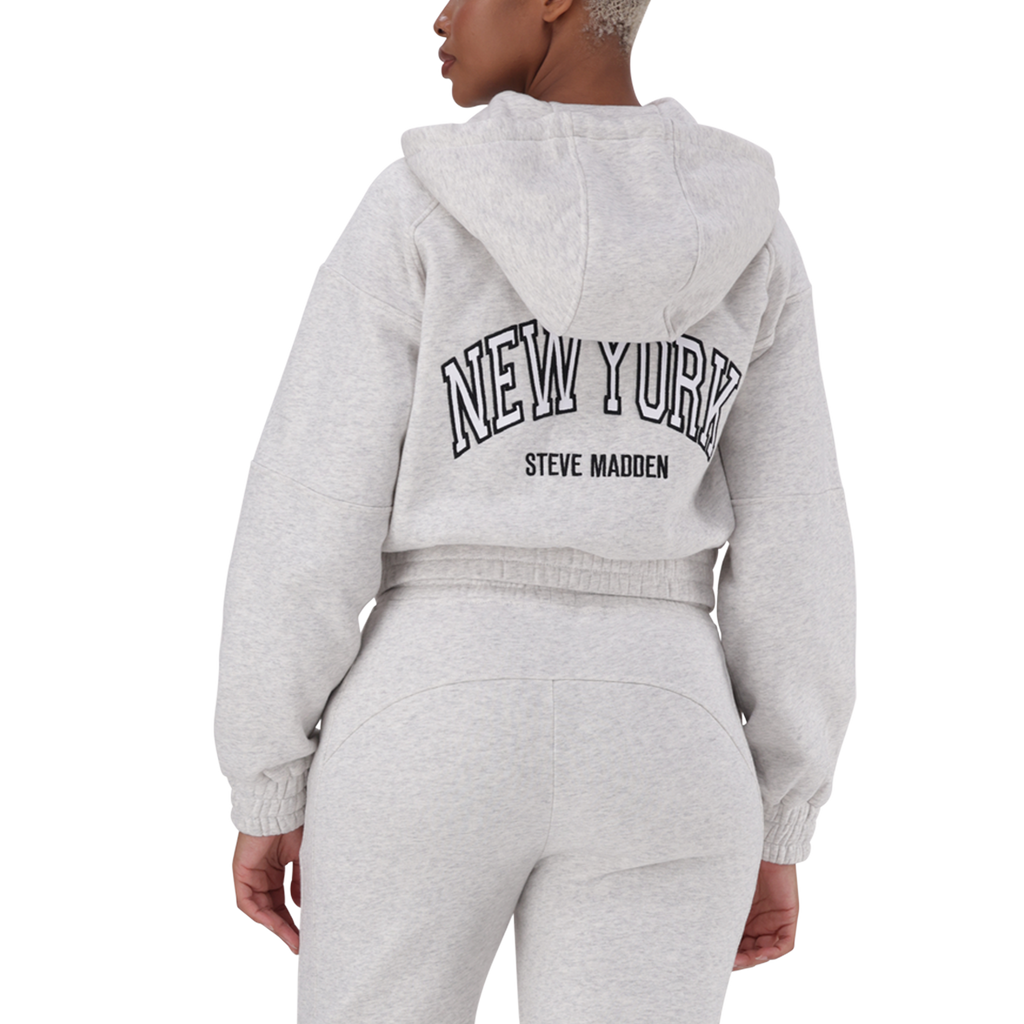 NOLA GREY MELANGE FLEECE HOODED SWEAT