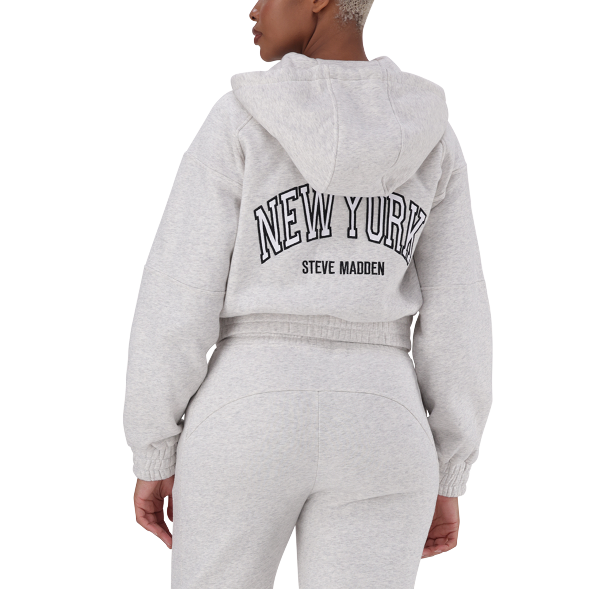 NOLA GREY MELANGE FLEECE HOODED SWEAT