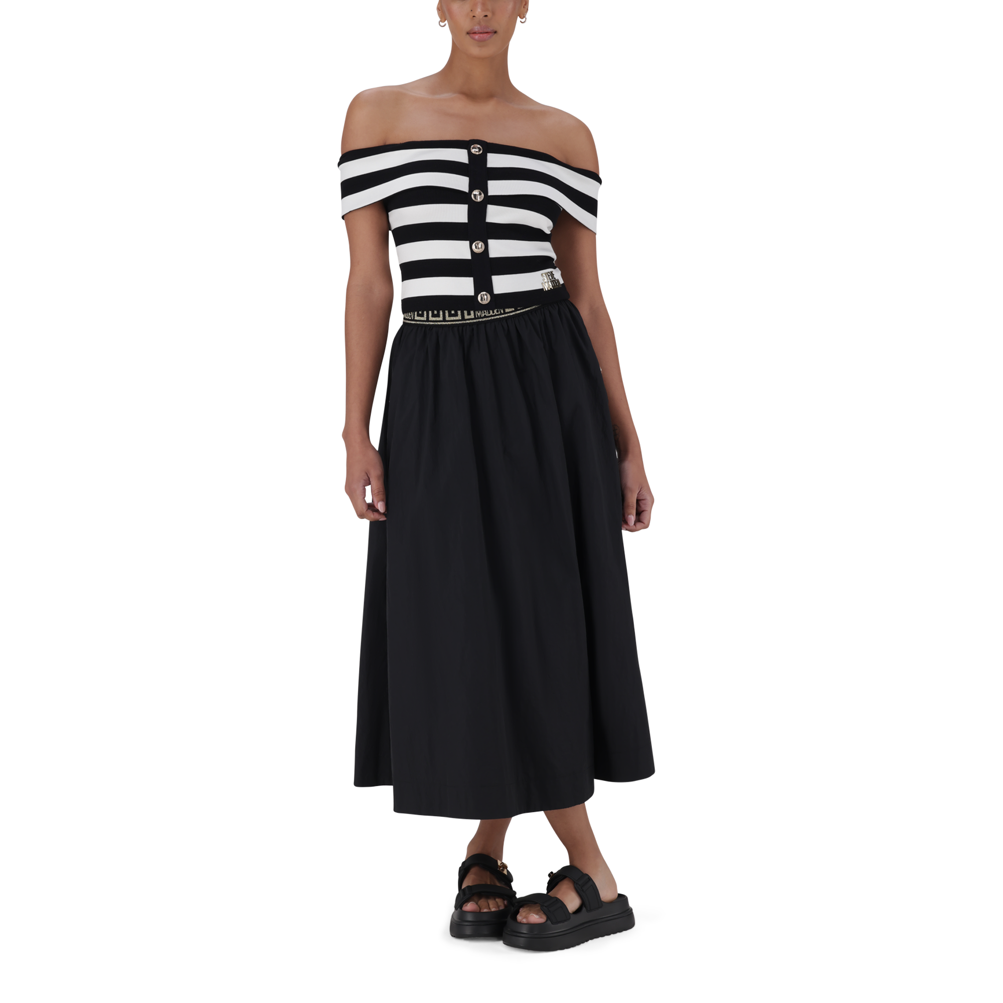 SALEM BLACK WHITE STRIPE CROPPED TOP