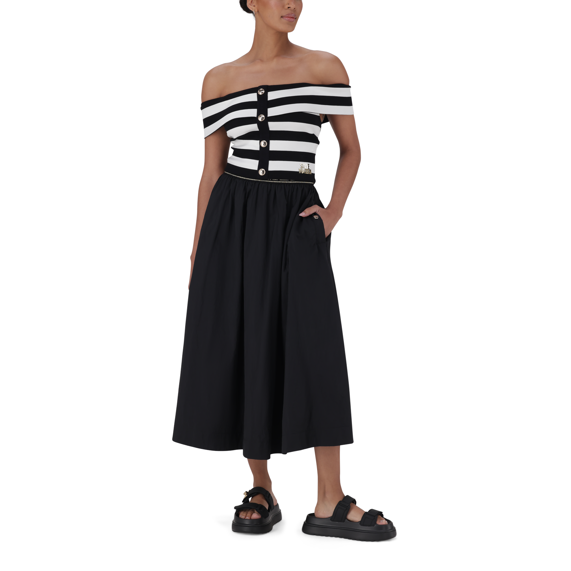 SALEM BLACK WHITE STRIPE CROPPED TOP