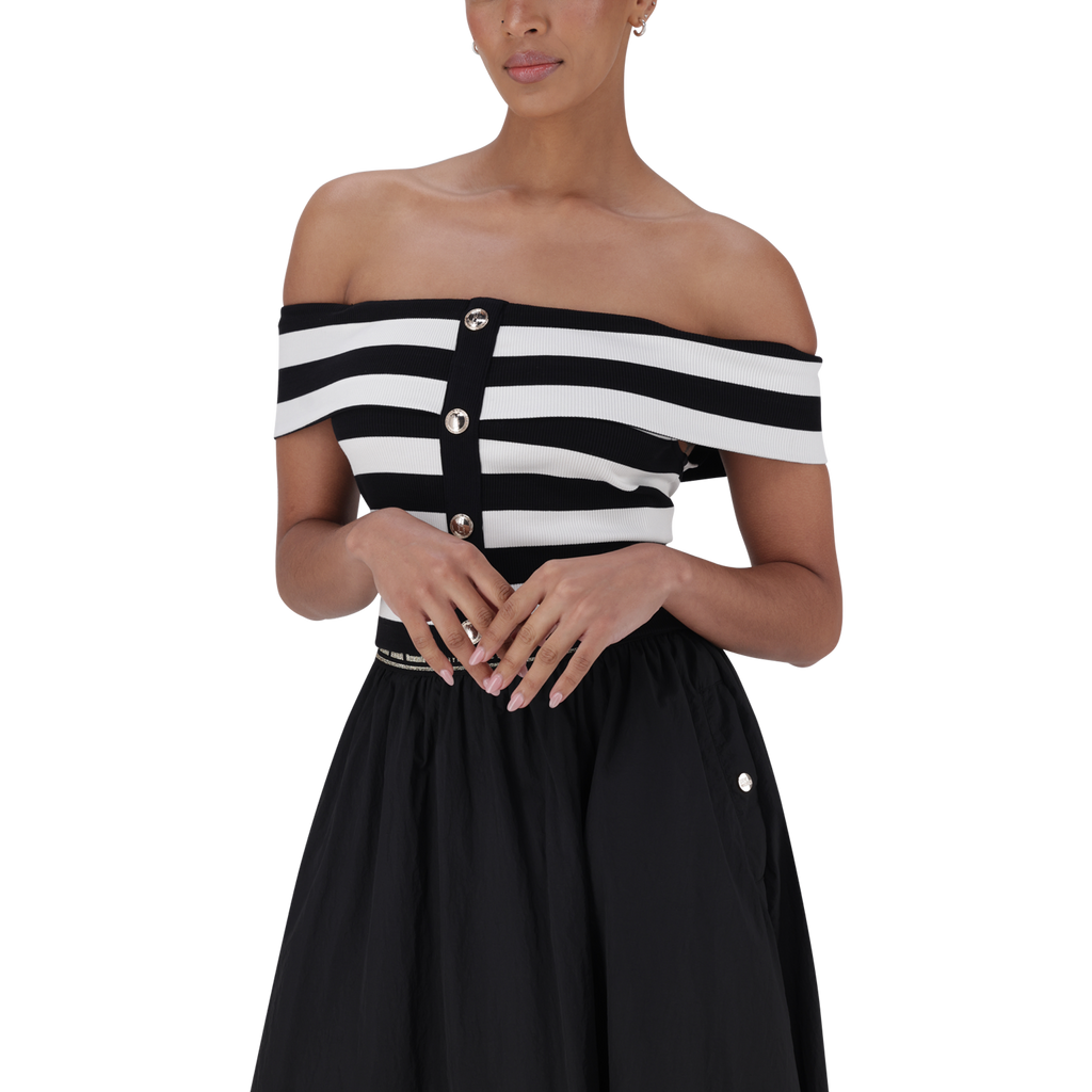 SALEM BLACK WHITE STRIPE CROPPED TOP