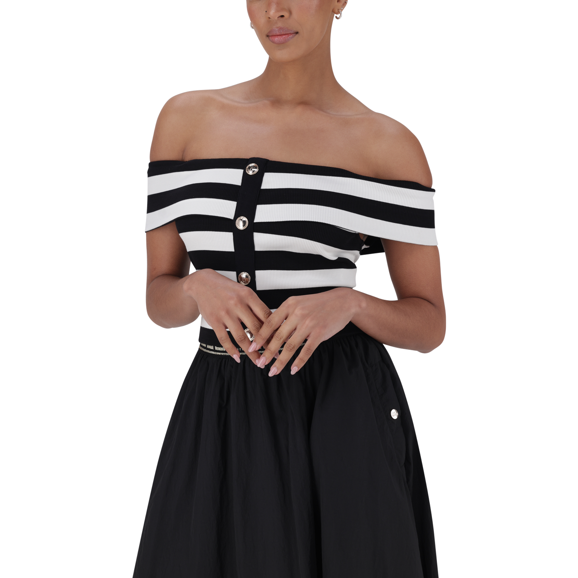 SALEM BLACK WHITE STRIPE CROPPED TOP