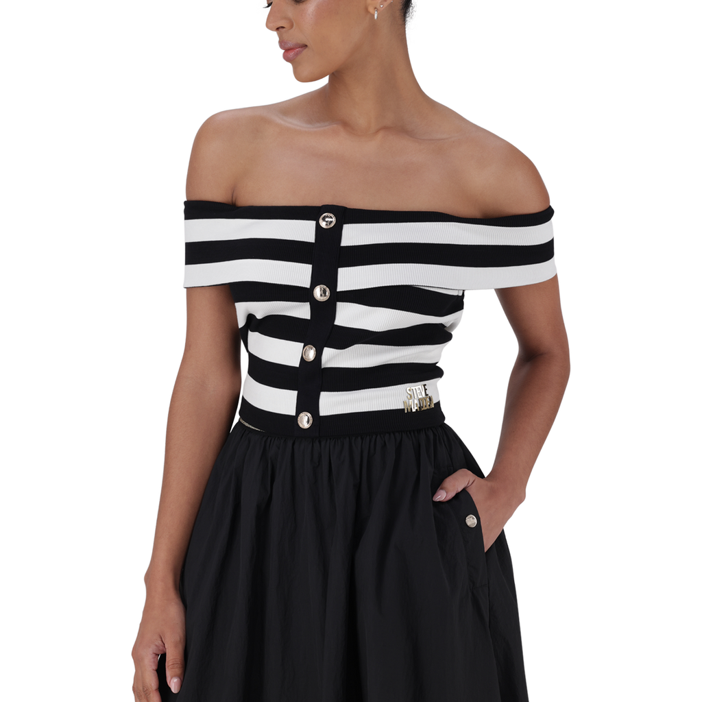 SALEM BLACK WHITE STRIPE CROPPED TOP