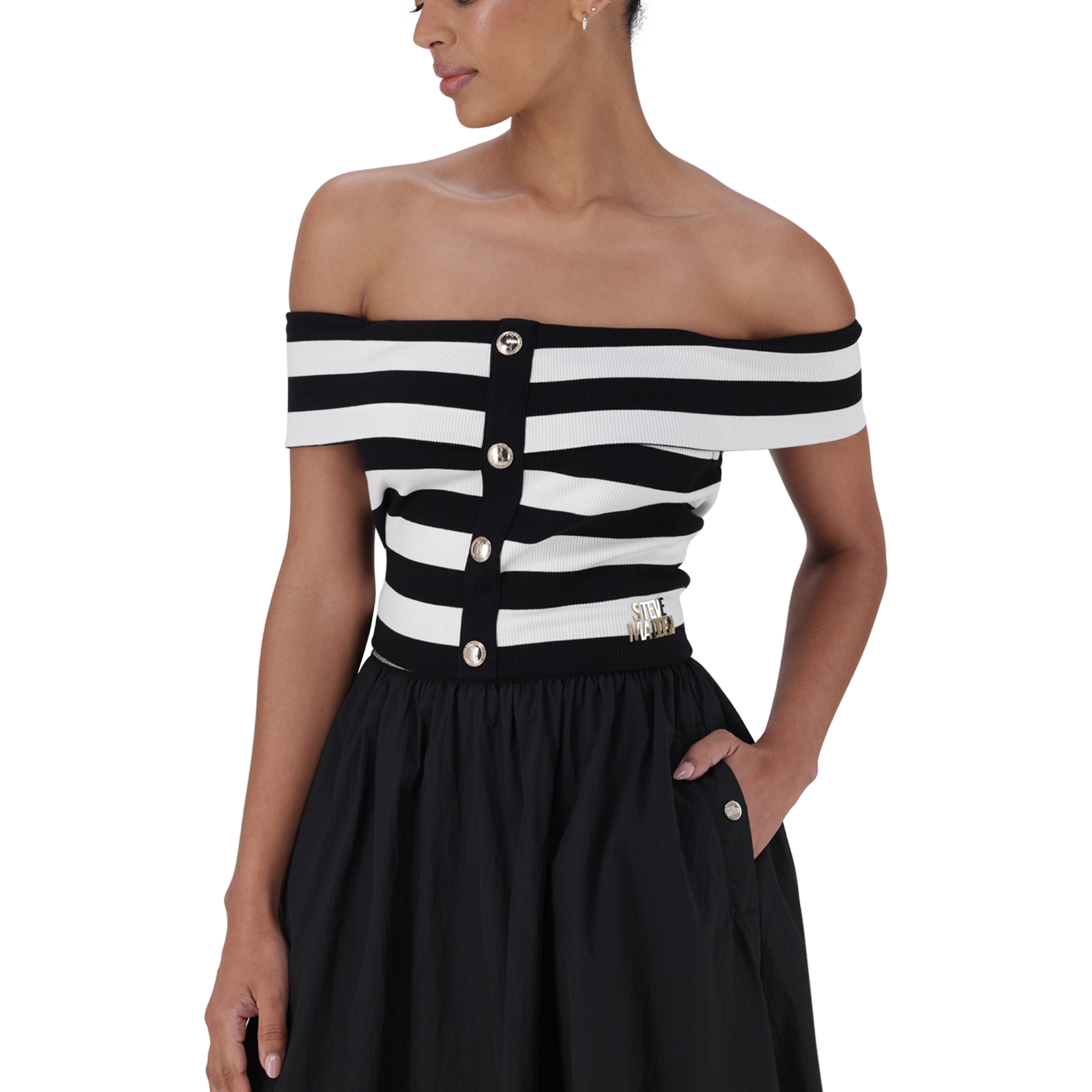 SALEM BLACK WHITE STRIPE CROPPED TOP