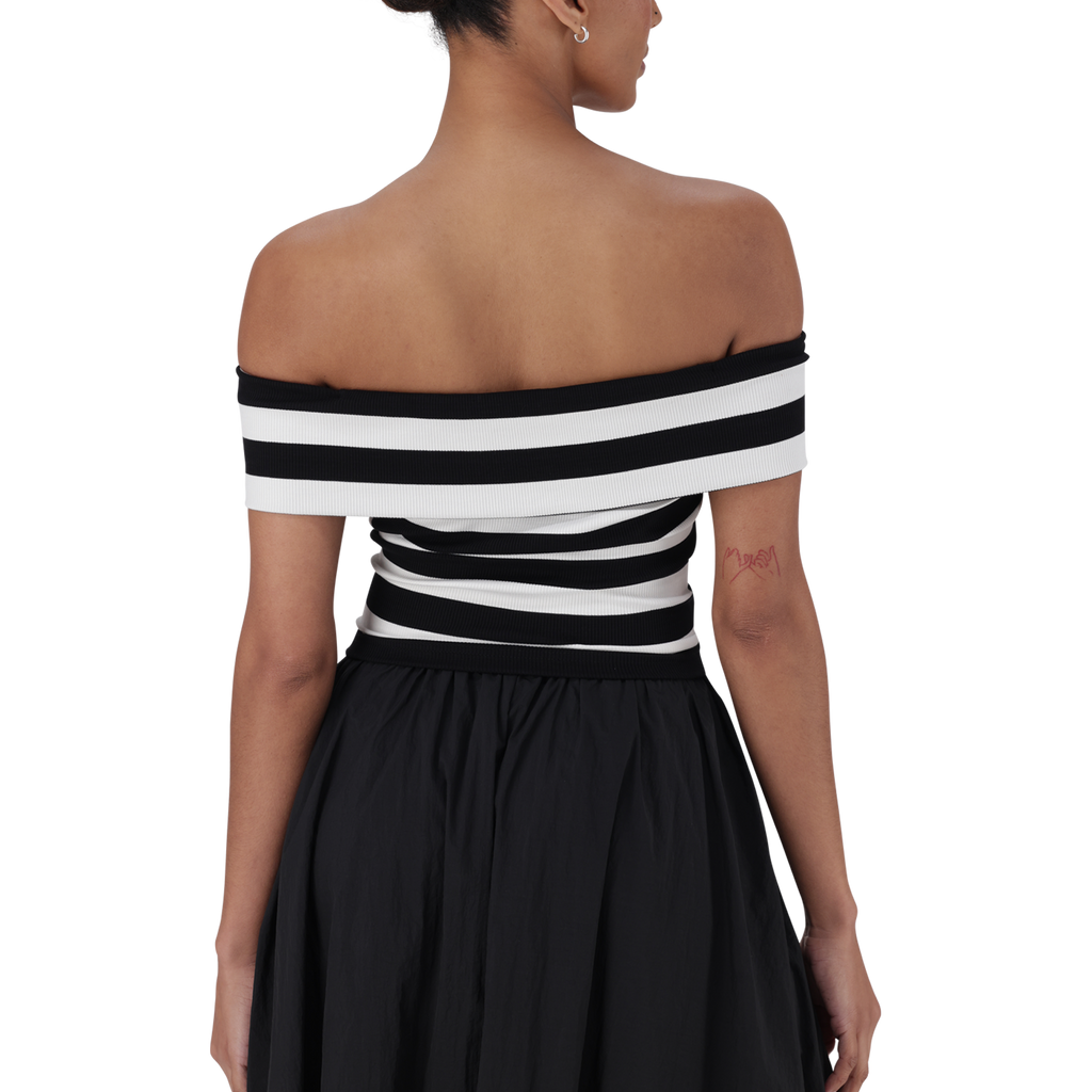 SALEM BLACK WHITE STRIPE CROPPED TOP