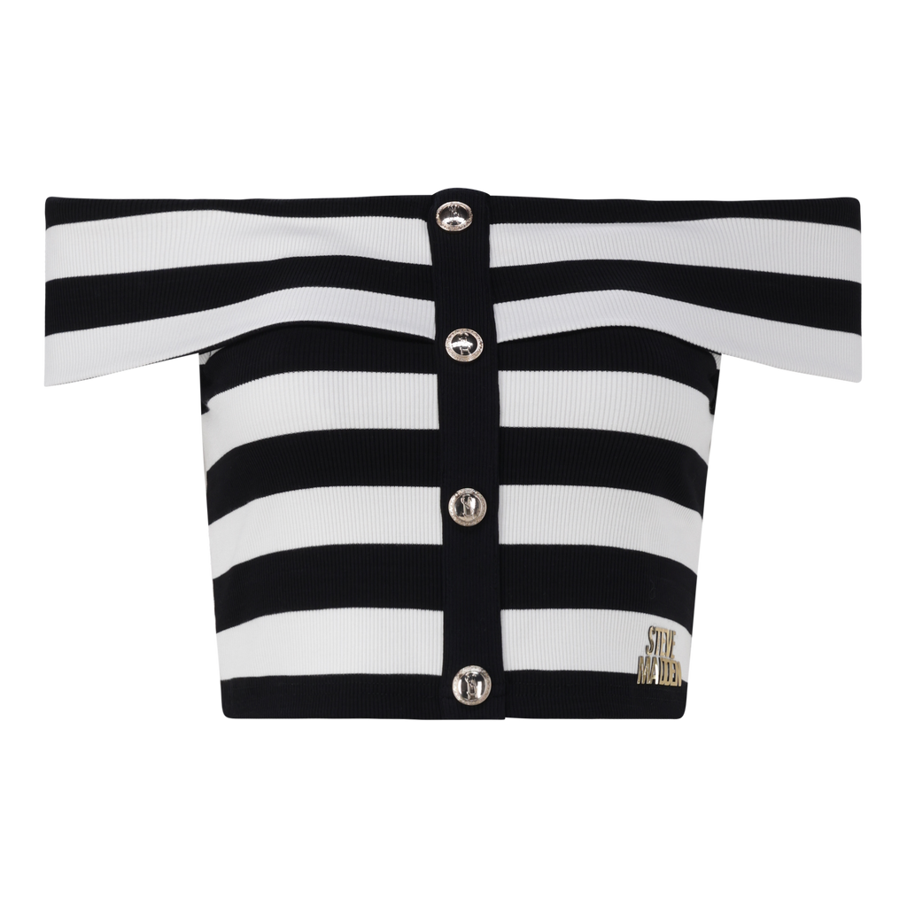 SALEM BLACK WHITE STRIPE CROPPED TOP