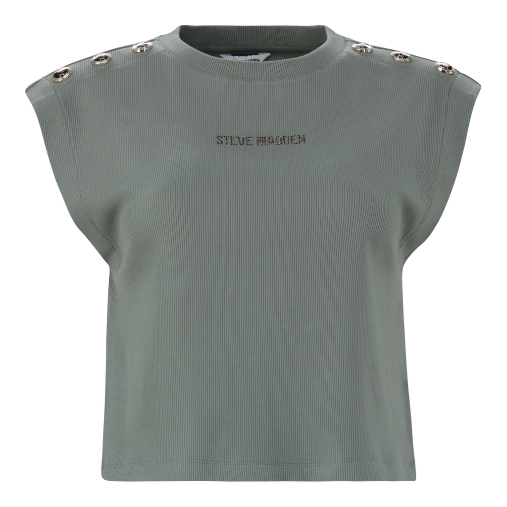 BRYNN FATIGUE CROPPED TOP WITH POPPERS