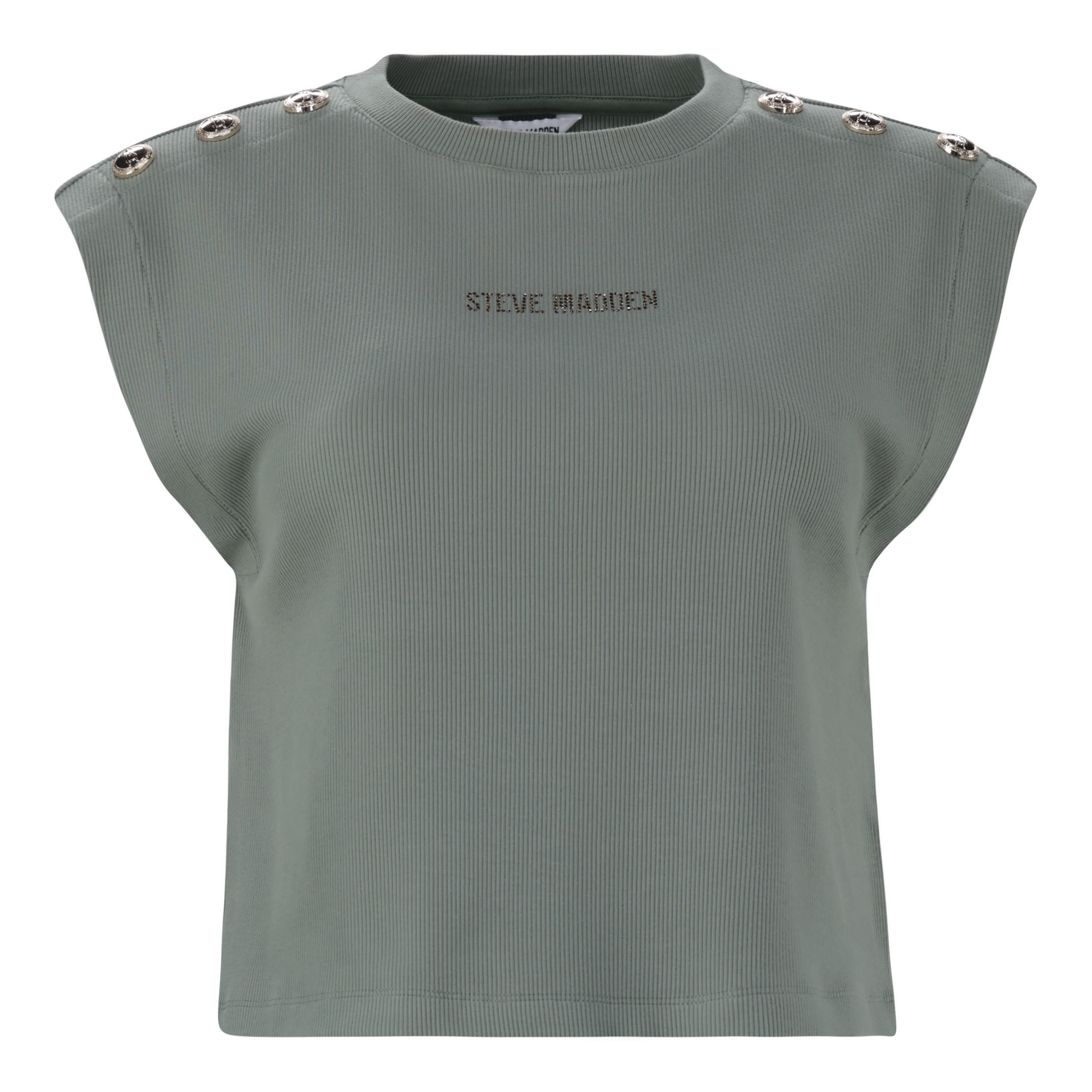BRYNN FATIGUE CROPPED TOP WITH POPPERS