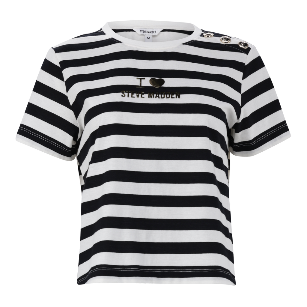 HAZEL BLACK WHITE HEART T-SHIRT WITH POPPERS